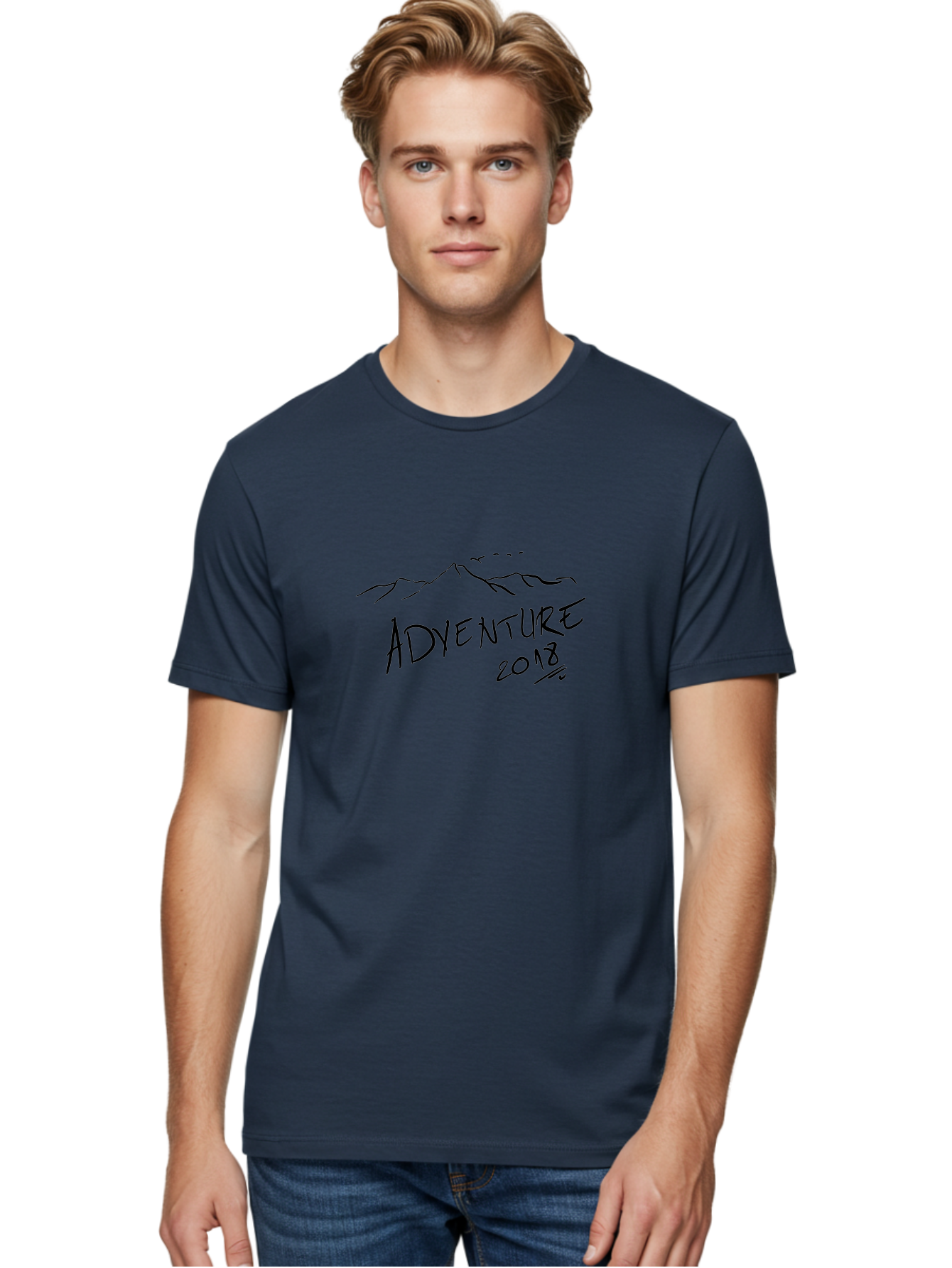 Adventure-2018 Men'S Graphic Tee, 100% Cotton, Comfortable Casual Summer Wear, Machine Washable, Adventure Travel, Outdoor Exploration, Mountain Landscape, Adventure Seeking, Wanderlust, 2018, Exploration Theme, Journey, Travel Inspiration, - Aaa000 2