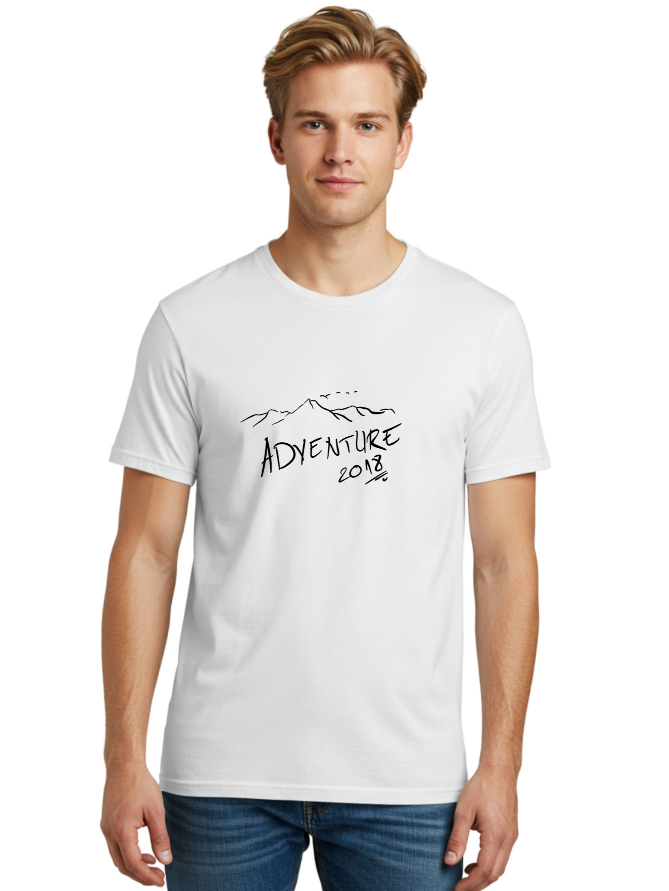 Adventure-2018 Men'S Graphic Tee, 100% Cotton, Comfortable Casual Summer Wear, Machine Washable, Adventure Travel, Outdoor Exploration, Mountain Landscape, Adventure Seeking, Wanderlust, 2018, Exploration Theme, Journey, Travel Inspiration, - Aaa000 24