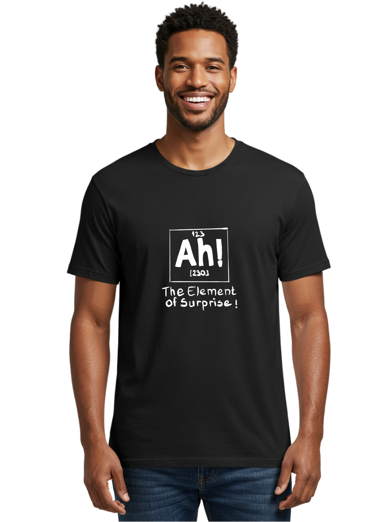 Ah Men'S Graphic Tee, 100% Cotton, Comfortable Casual Summer Wear, Machine Washable, Periodic Table Element, Ah!, Element Of Surprise, Humorous Science, Playful Chemistry, Novelty Design, Witty Periodic Table - Aaa001 4
