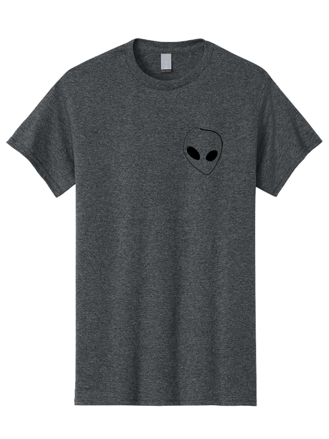 Alien-Head Men'S Graphic Tee, 100% Cotton, Comfortable Casual Summer Wear, Machine Washable, Alien Face, Simple Drawing, Black Outline, Minimalist Design, Extraterrestrial Being, Cartoon Style, Black Eyes, Digital Illustration, Simple Art - Aaa002 13