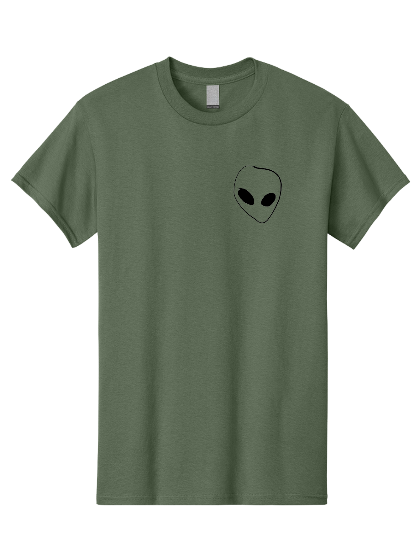 Alien-Head Men'S Graphic Tee, 100% Cotton, Comfortable Casual Summer Wear, Machine Washable, Alien Face, Simple Drawing, Black Outline, Minimalist Design, Extraterrestrial Being, Cartoon Style, Black Eyes, Digital Illustration, Simple Art - Aaa002 21