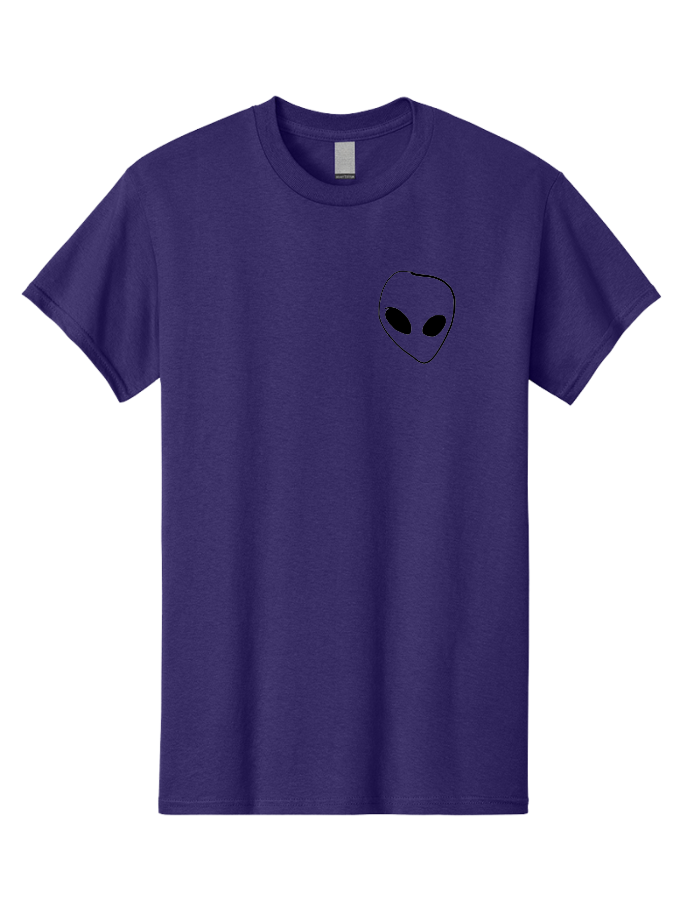 Alien-Head Men'S Graphic Tee, 100% Cotton, Comfortable Casual Summer Wear, Machine Washable, Alien Face, Simple Drawing, Black Outline, Minimalist Design, Extraterrestrial Being, Cartoon Style, Black Eyes, Digital Illustration, Simple Art - Aaa002 17