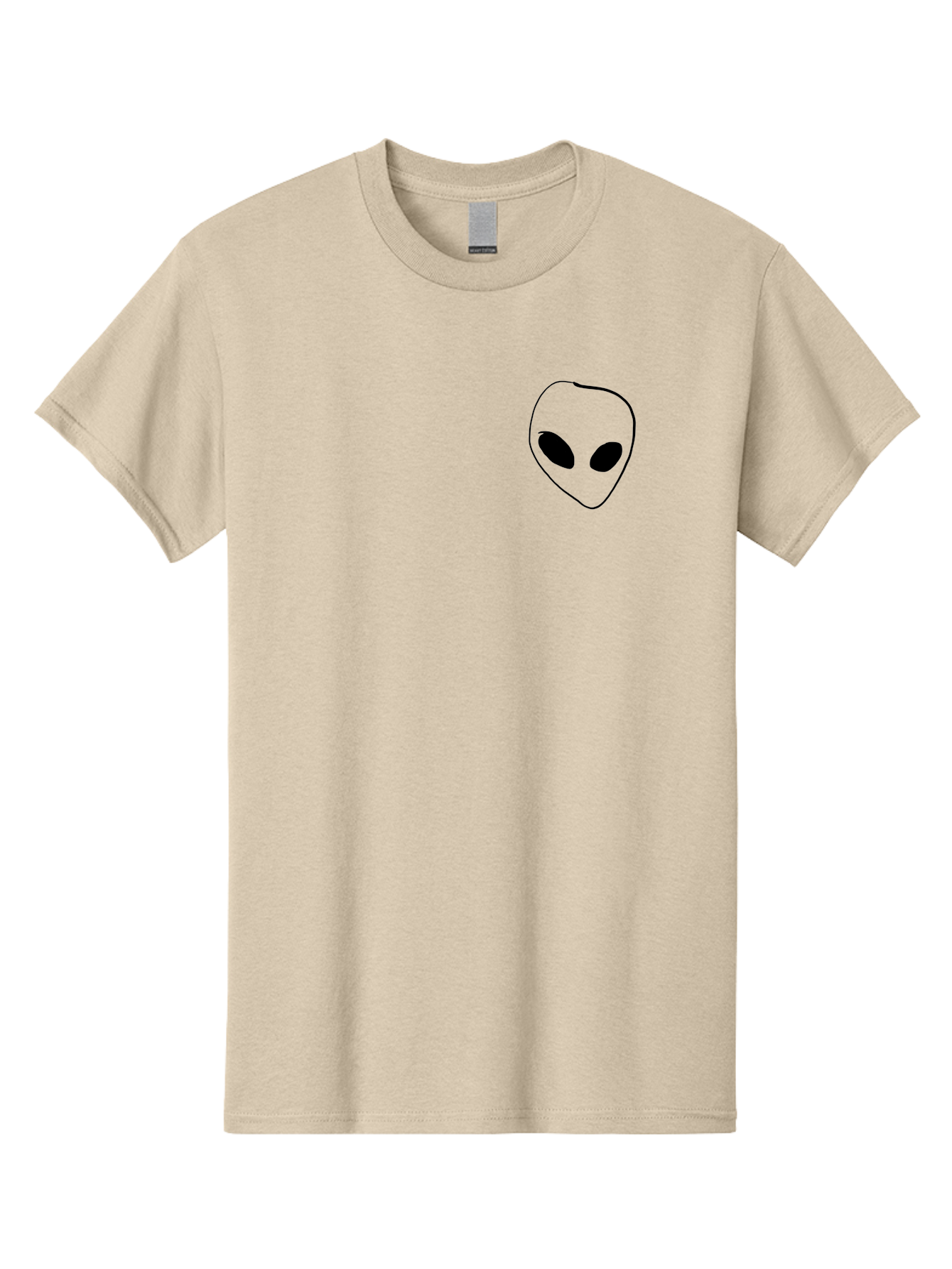 Alien-Head Men'S Graphic Tee, 100% Cotton, Comfortable Casual Summer Wear, Machine Washable, Alien Face, Simple Drawing, Black Outline, Minimalist Design, Extraterrestrial Being, Cartoon Style, Black Eyes, Digital Illustration, Simple Art - Aaa002 15