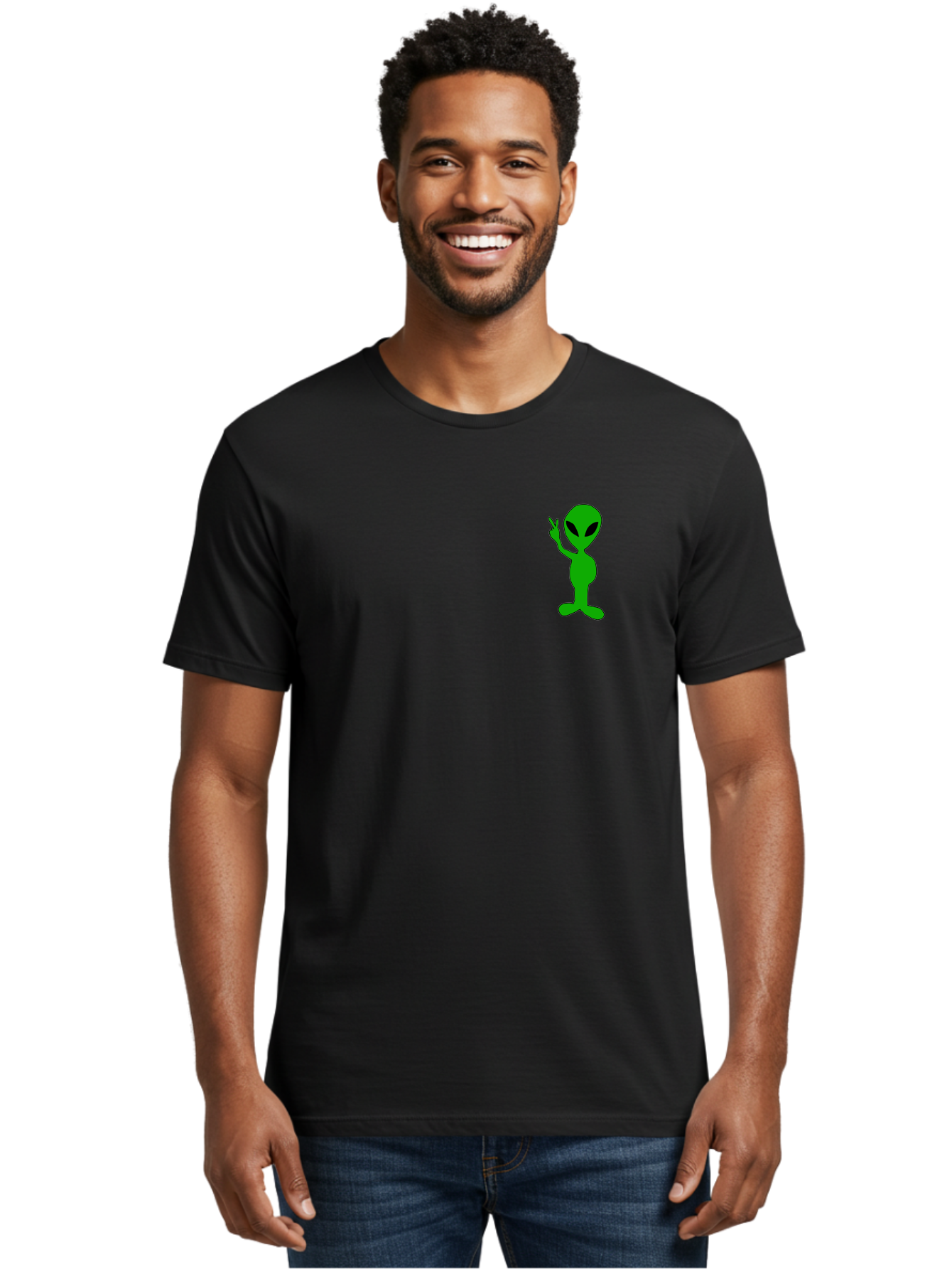 Alien Men'S Graphic Tee, 100% Cotton, Comfortable Casual Summer Wear, Machine Washable, Cartoon Alien, Science Fiction Character, Extraterrestrial Being, Funny Alien, Alien Waving, Pop Culture Icon, Alien Illustration, Humorous Design, - Aaa004 14