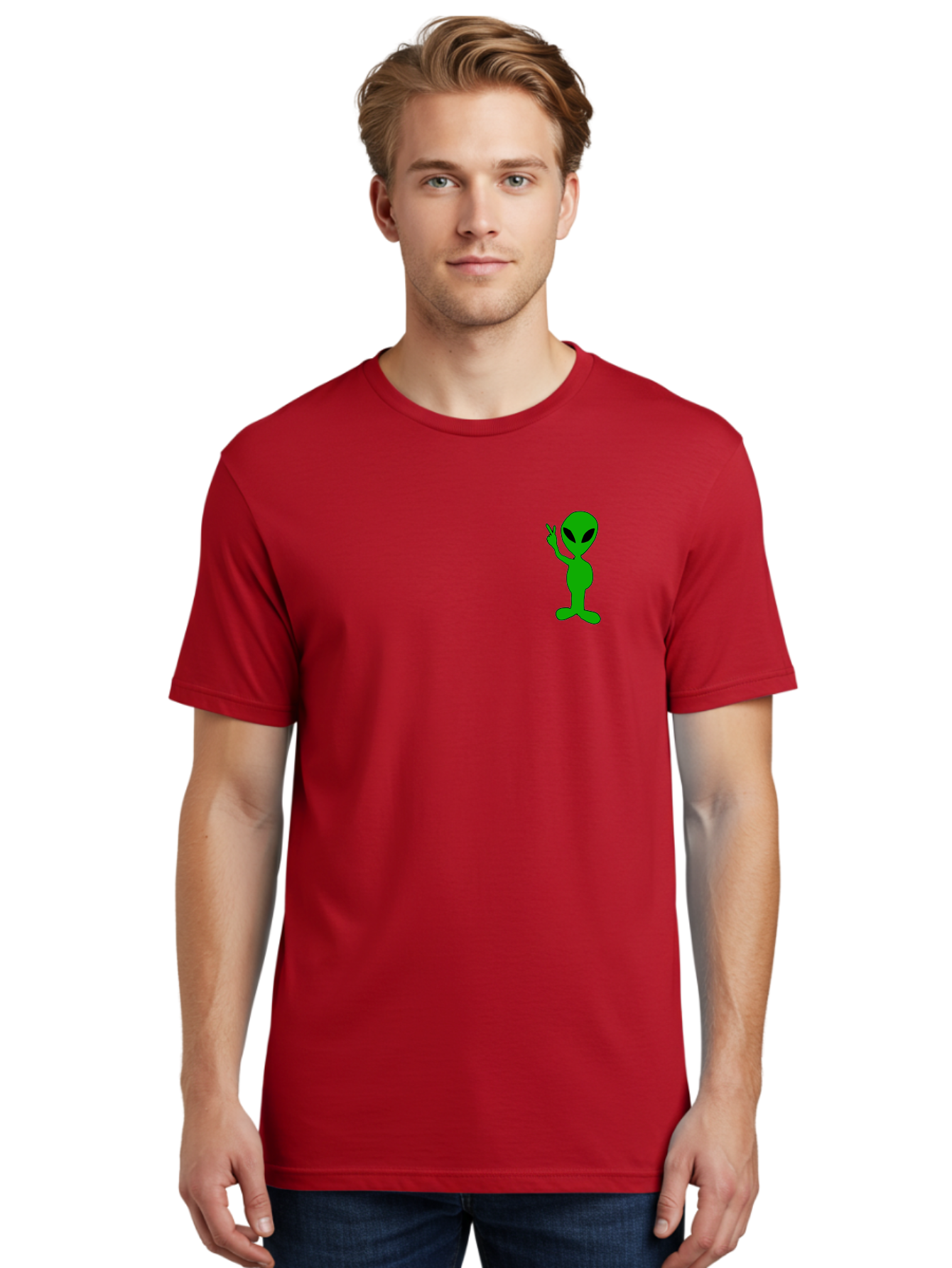 Alien Men'S Graphic Tee, 100% Cotton, Comfortable Casual Summer Wear, Machine Washable, Cartoon Alien, Science Fiction Character, Extraterrestrial Being, Funny Alien, Alien Waving, Pop Culture Icon, Alien Illustration, Humorous Design, - Aaa004 4