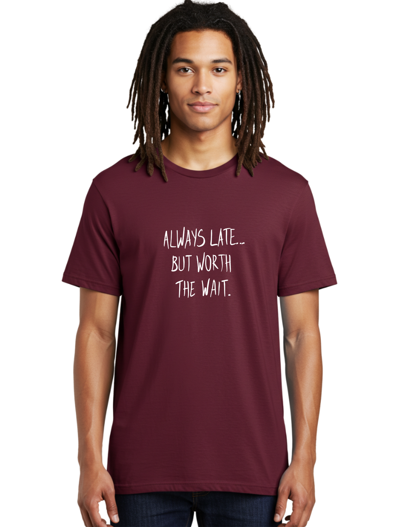 Always-Late-But-Worth-The-Wait Men'S Graphic Tee, 100% Cotton, Comfortable Casual Summer Wear, Machine Washable, Funny Quote, Inspirational Quote, Waiting Is Worth It, Patience Is A Virtue, Motivational Saying, Humor, Witty Phrase, - Aaa005 30