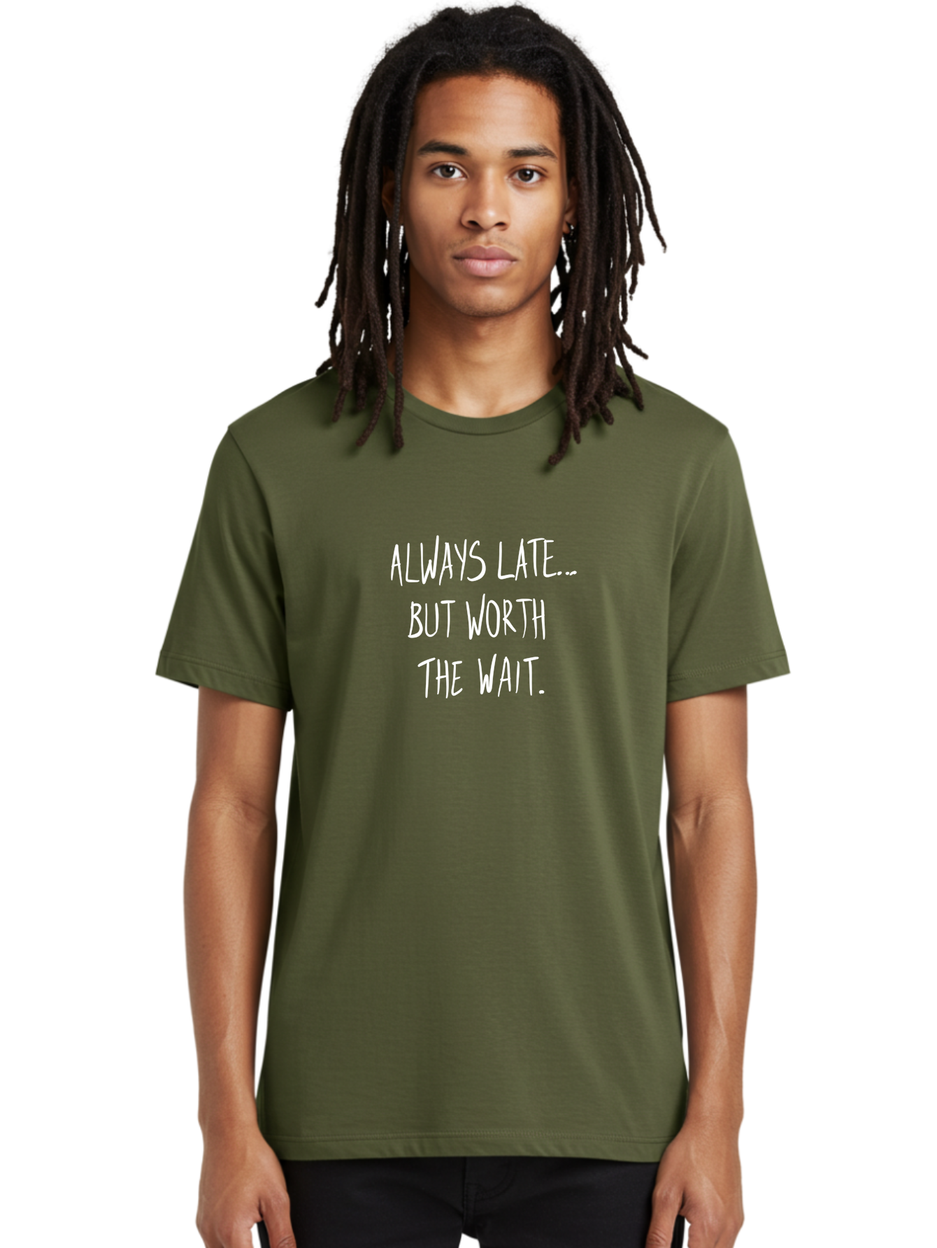 Always-Late-But-Worth-The-Wait Men'S Graphic Tee, 100% Cotton, Comfortable Casual Summer Wear, Machine Washable, Funny Quote, Inspirational Quote, Waiting Is Worth It, Patience Is A Virtue, Motivational Saying, Humor, Witty Phrase, - Aaa005 20