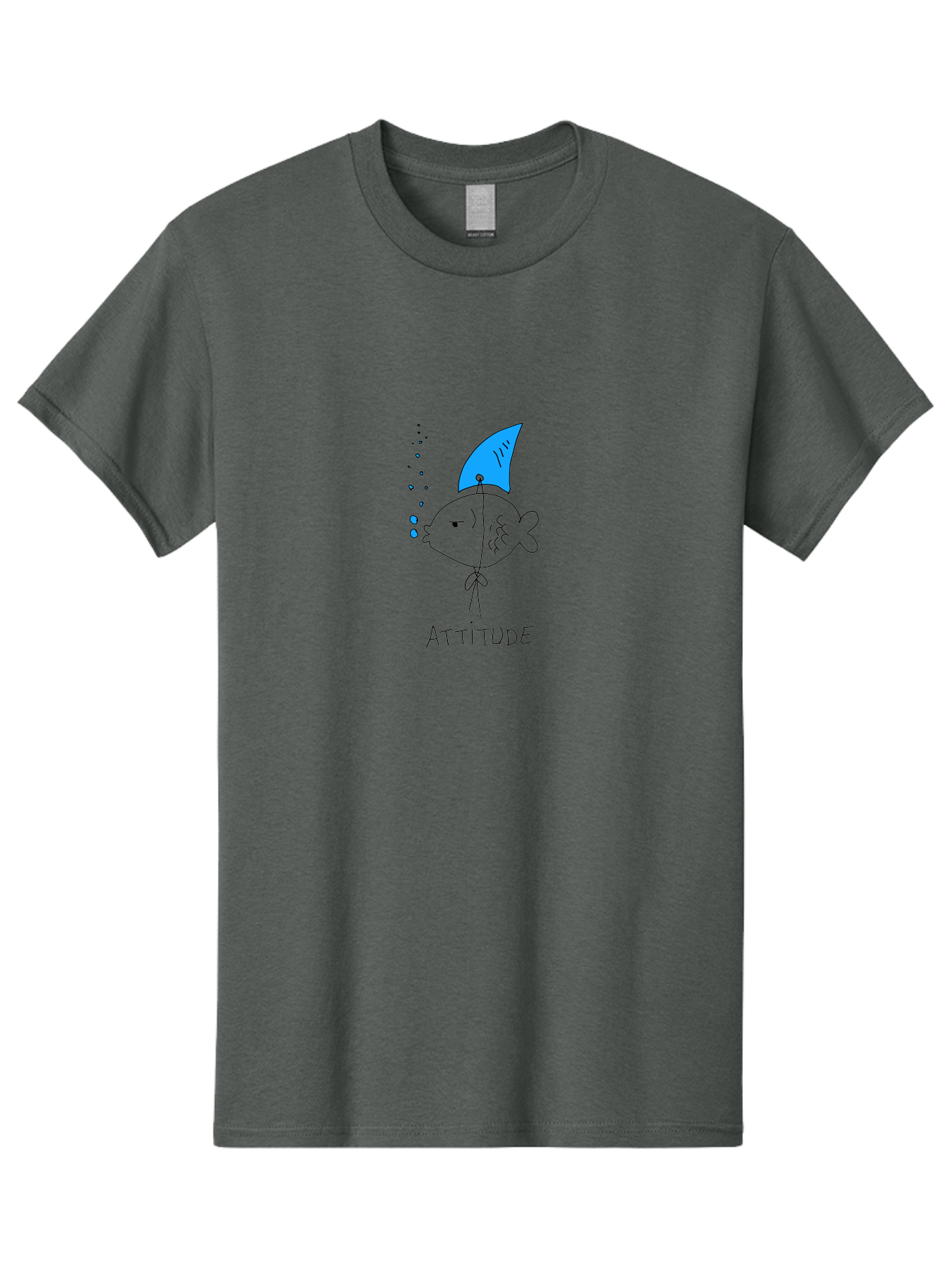 Attitude Men'S Graphic Tee, 100% Cotton, Comfortable Casual Summer Wear, Machine Washable, Split Personality Fish, Conflicting Emotions, Humorous Illustration, Cartoon Character, Positive And Negative Attitude, Comical Expression, - Aaa007 15