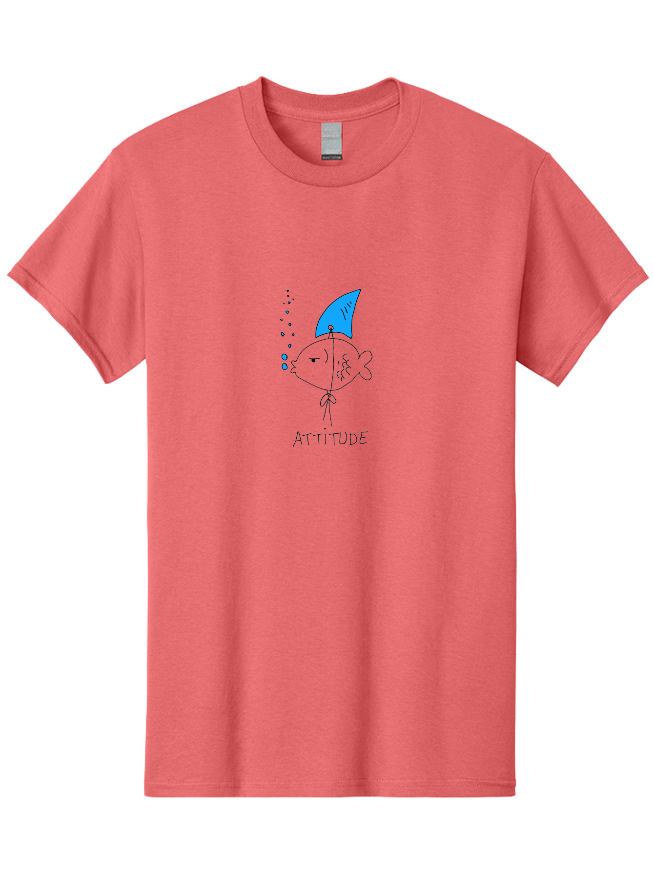 Attitude Men'S Graphic Tee, 100% Cotton, Comfortable Casual Summer Wear, Machine Washable, Split Personality Fish, Conflicting Emotions, Humorous Illustration, Cartoon Character, Positive And Negative Attitude, Comical Expression, - Aaa007 21