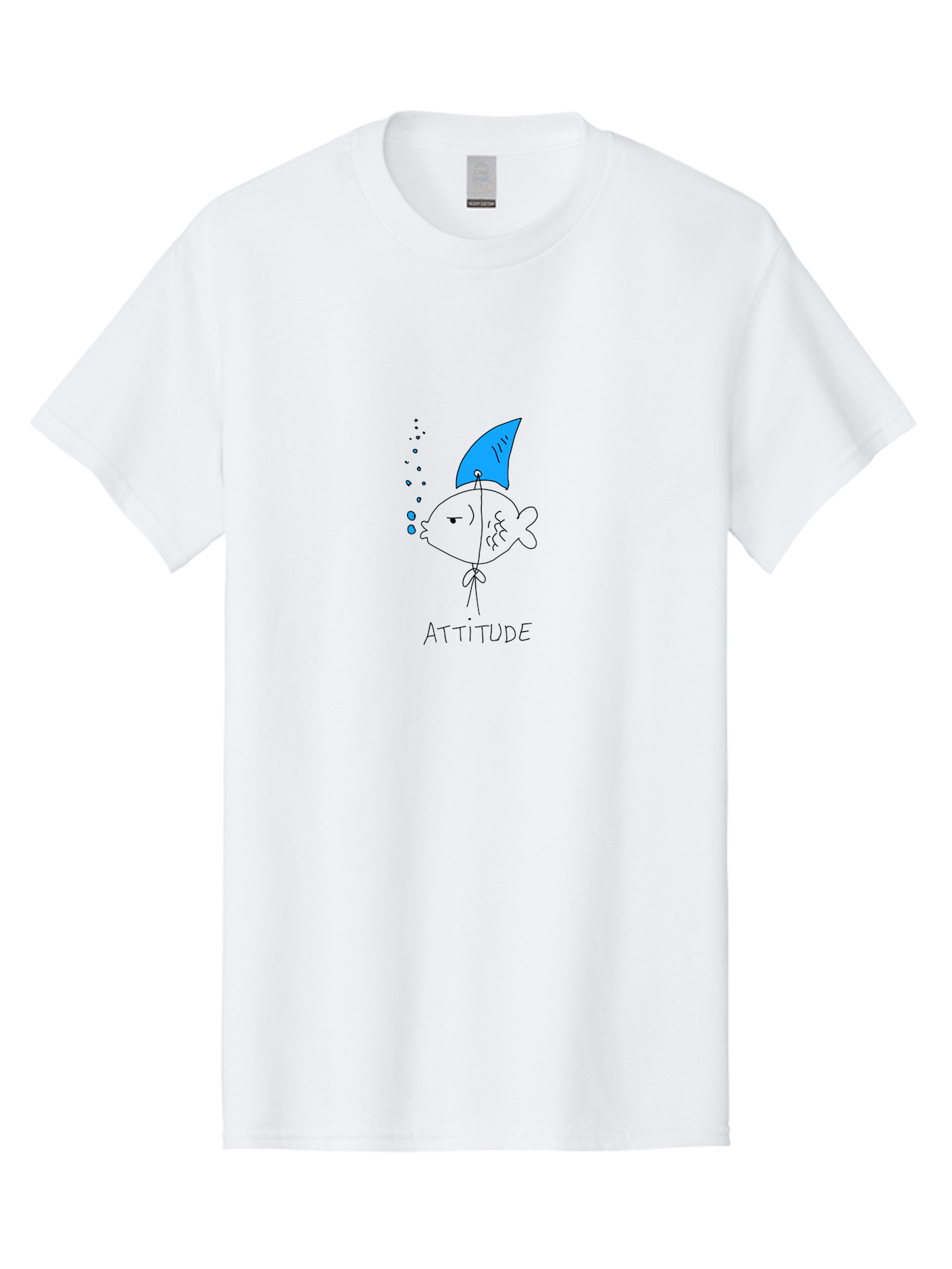 Attitude Men'S Graphic Tee, 100% Cotton, Comfortable Casual Summer Wear, Machine Washable, Split Personality Fish, Conflicting Emotions, Humorous Illustration, Cartoon Character, Positive And Negative Attitude, Comical Expression, - Aaa007 25
