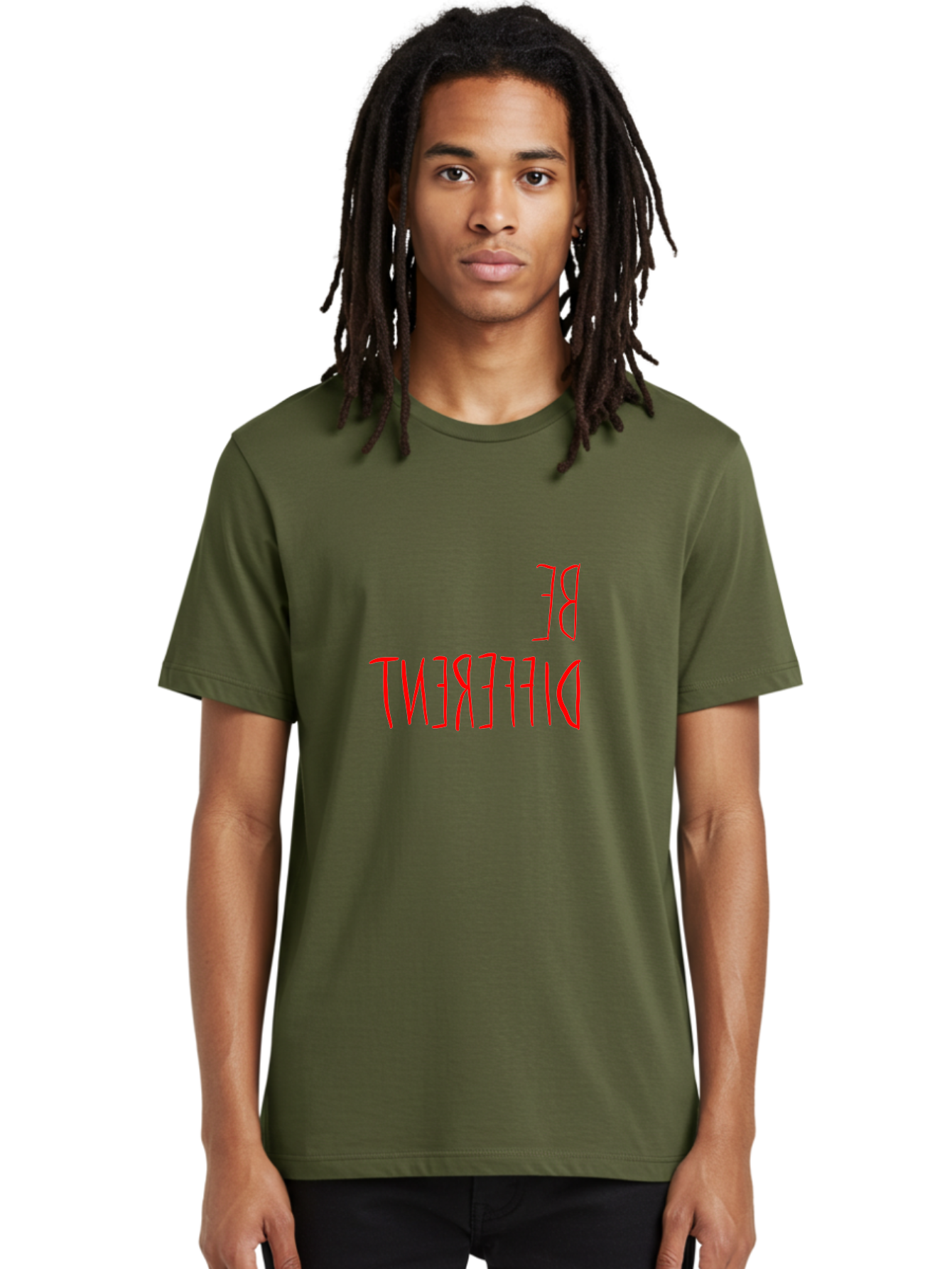 Be-Different Men'S Graphic Tee, 100% Cotton, Comfortable Casual Summer Wear, Machine Washable, Inspirational Quote, Motivational Text, Bold Font, Red Lettering, Quirky Typography, Self-Expression, Individuality, Unique Style, - Aaa009 6
