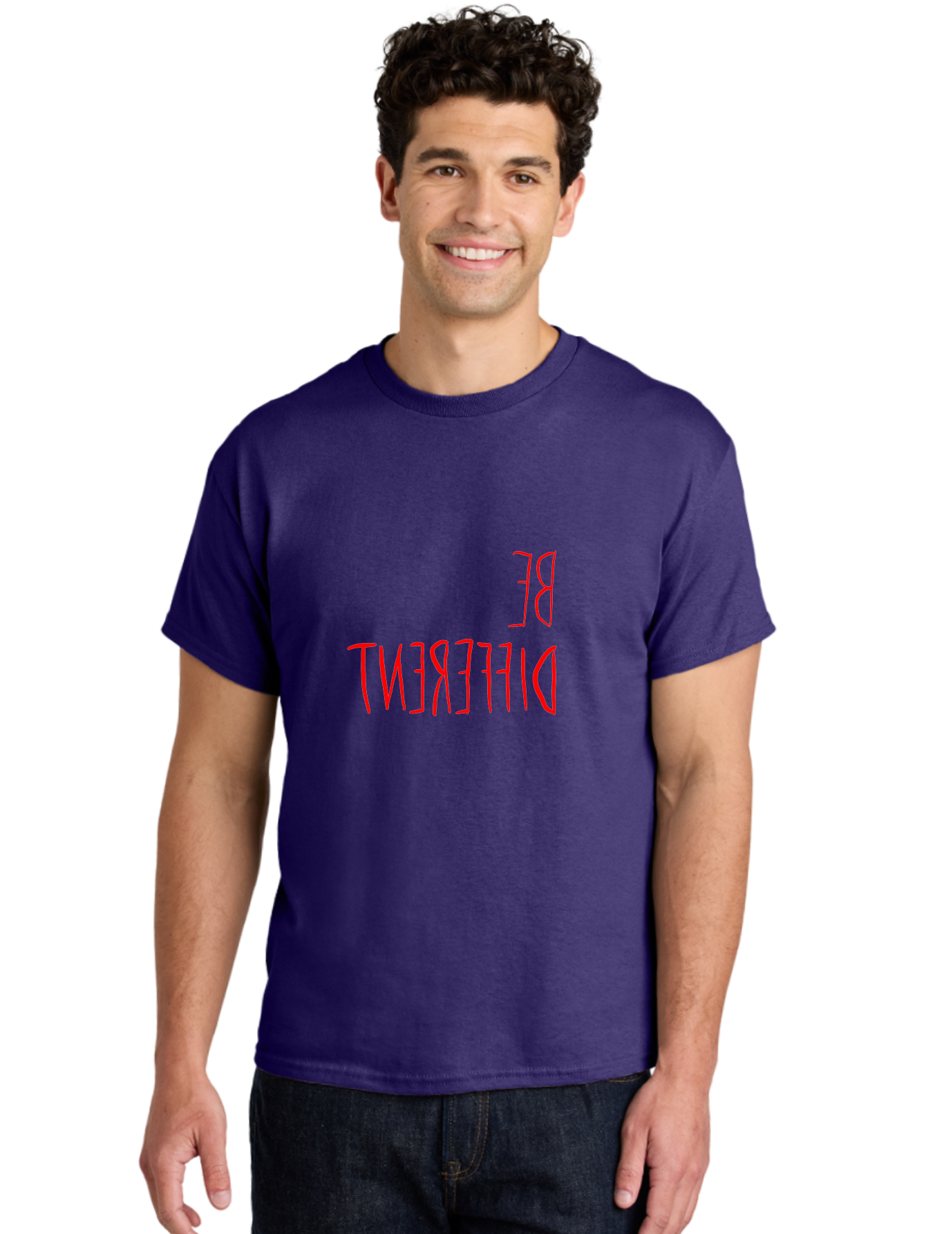 Be-Different Men'S Graphic Tee, 100% Cotton, Comfortable Casual Summer Wear, Machine Washable, Inspirational Quote, Motivational Text, Bold Font, Red Lettering, Quirky Typography, Self-Expression, Individuality, Unique Style, - Aaa009 20