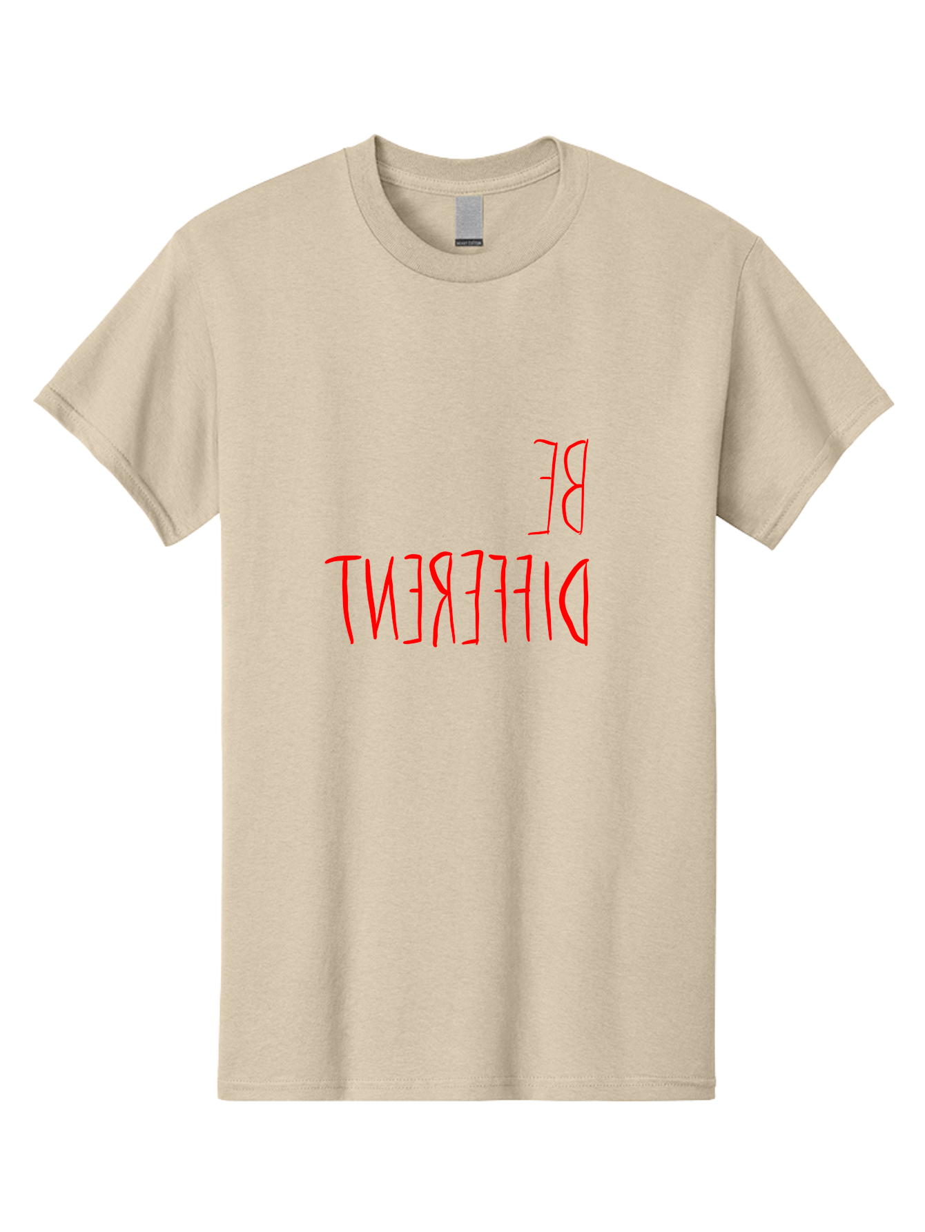 Be-Different Men'S Graphic Tee, 100% Cotton, Comfortable Casual Summer Wear, Machine Washable, Inspirational Quote, Motivational Text, Bold Font, Red Lettering, Quirky Typography, Self-Expression, Individuality, Unique Style, - Aaa009 3