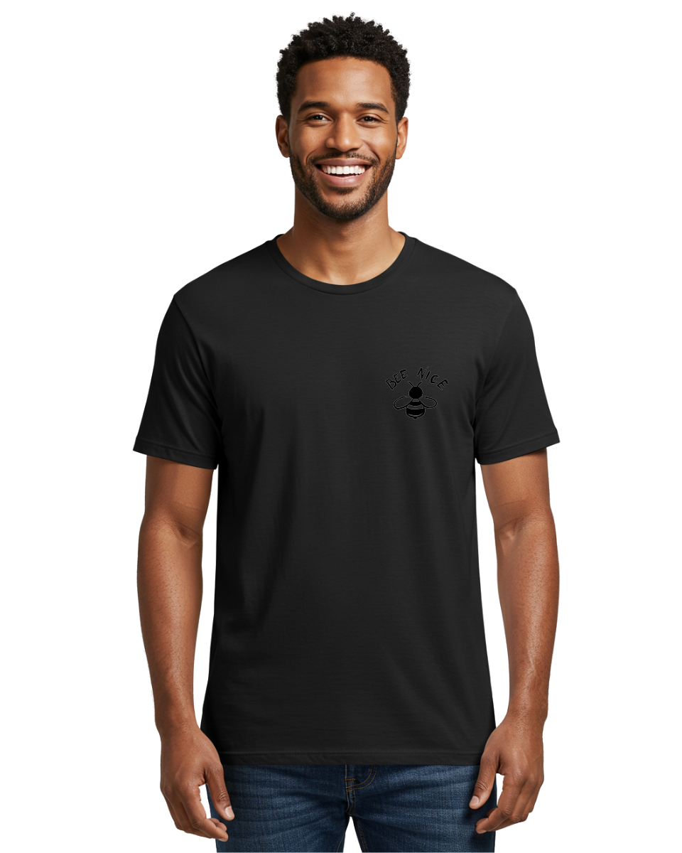 Bee-Nice Men'S Graphic Tee, 100% Cotton, Comfortable Casual Summer Wear, Machine Washable, Bee Illustration, Black And White Bee, Cute Bee, Bee Design, Honey Bee, Kindness Message, Positive Vibes, Bee Graphic, Bee Logo, Inspirational Quote - Aaa010 10