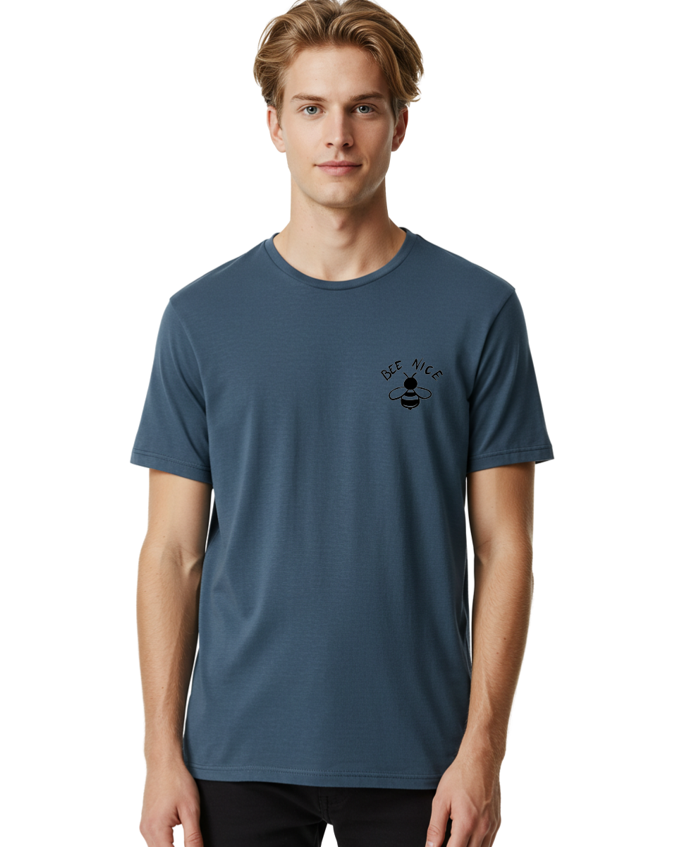Bee-Nice Men'S Graphic Tee, 100% Cotton, Comfortable Casual Summer Wear, Machine Washable, Bee Illustration, Black And White Bee, Cute Bee, Bee Design, Honey Bee, Kindness Message, Positive Vibes, Bee Graphic, Bee Logo, Inspirational Quote - Aaa010 24