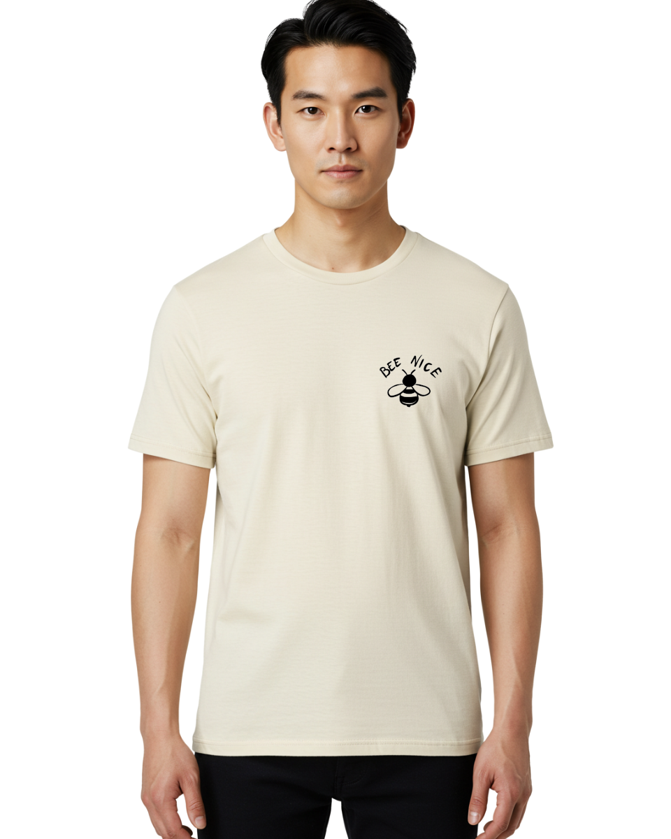 Bee-Nice Men'S Graphic Tee, 100% Cotton, Comfortable Casual Summer Wear, Machine Washable, Bee Illustration, Black And White Bee, Cute Bee, Bee Design, Honey Bee, Kindness Message, Positive Vibes, Bee Graphic, Bee Logo, Inspirational Quote - Aaa010 20