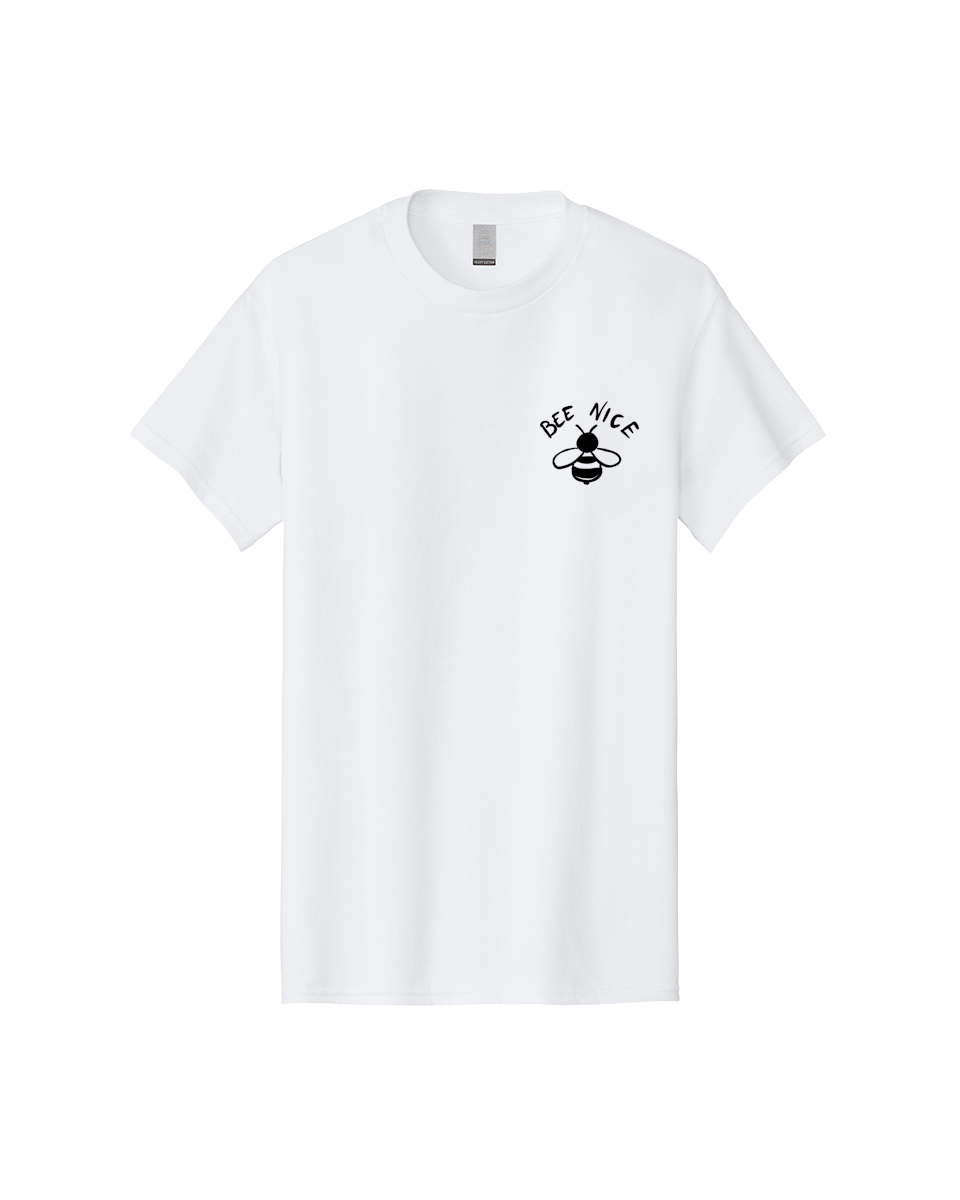 Bee-Nice Men'S Graphic Tee, 100% Cotton, Comfortable Casual Summer Wear, Machine Washable, Bee Illustration, Black And White Bee, Cute Bee, Bee Design, Honey Bee, Kindness Message, Positive Vibes, Bee Graphic, Bee Logo, Inspirational Quote - Aaa010 17
