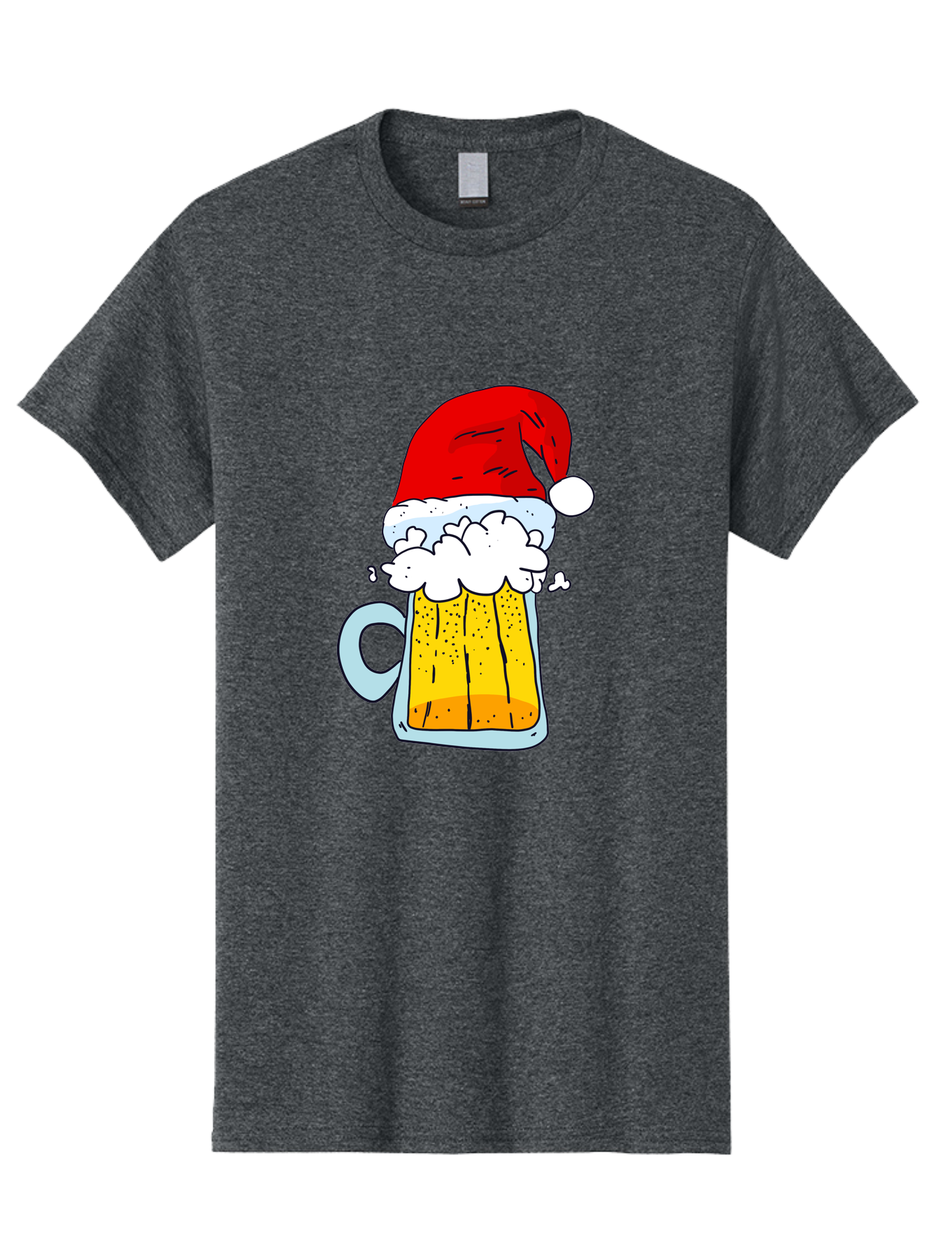 Beer-Mug-With-Santa-Hat Men'S Graphic Tee, 100% Cotton, Comfortable Casual Summer Wear, Machine Washable, Beer Mug With Santa Hat, Christmas Theme, Festive Drink, Holiday Cheer, Cartoon Style, Funny Illustration, Cold Beer, - Aaa011 21