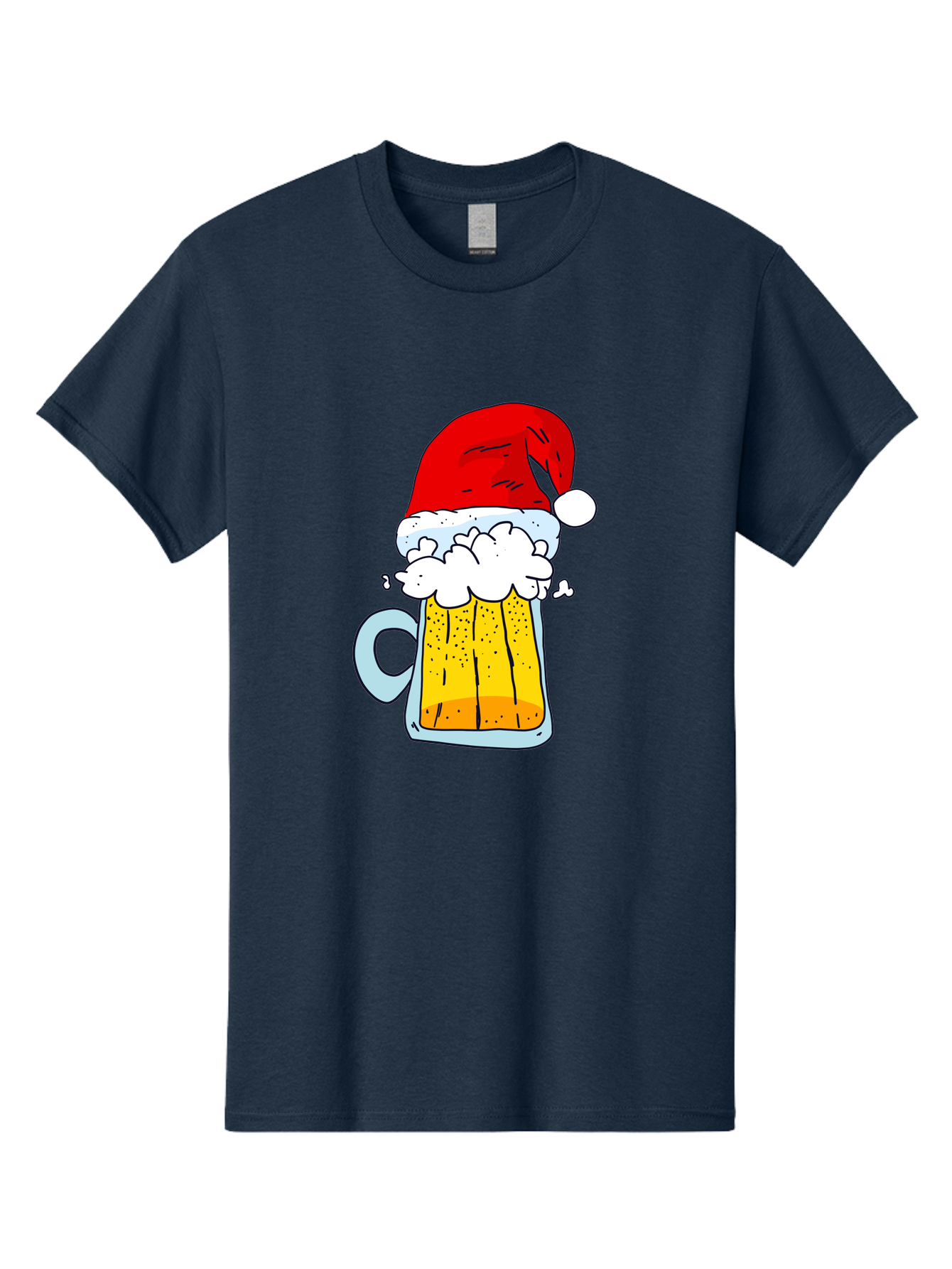 Beer-Mug-With-Santa-Hat Men'S Graphic Tee, 100% Cotton, Comfortable Casual Summer Wear, Machine Washable, Beer Mug With Santa Hat, Christmas Theme, Festive Drink, Holiday Cheer, Cartoon Style, Funny Illustration, Cold Beer, - Aaa011 27
