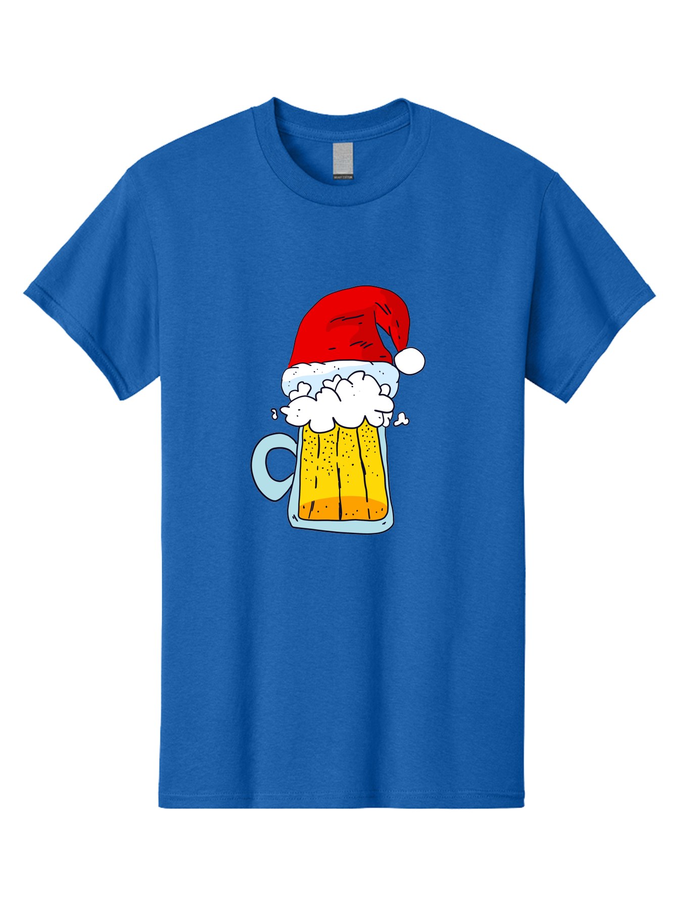 Beer-Mug-With-Santa-Hat Men'S Graphic Tee, 100% Cotton, Comfortable Casual Summer Wear, Machine Washable, Beer Mug With Santa Hat, Christmas Theme, Festive Drink, Holiday Cheer, Cartoon Style, Funny Illustration, Cold Beer, - Aaa011 29