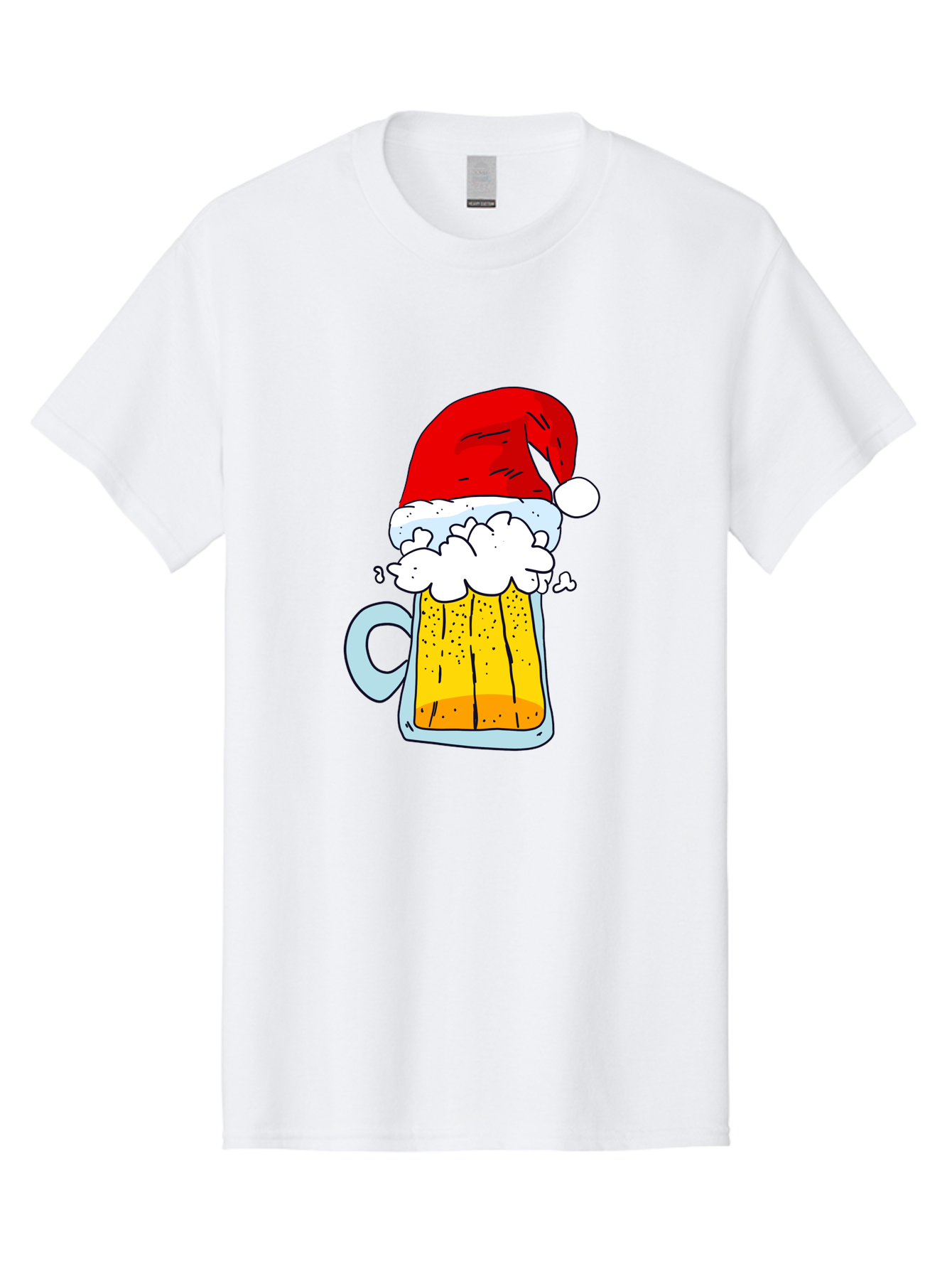 Beer-Mug-With-Santa-Hat Men'S Graphic Tee, 100% Cotton, Comfortable Casual Summer Wear, Machine Washable, Beer Mug With Santa Hat, Christmas Theme, Festive Drink, Holiday Cheer, Cartoon Style, Funny Illustration, Cold Beer, - Aaa011 9