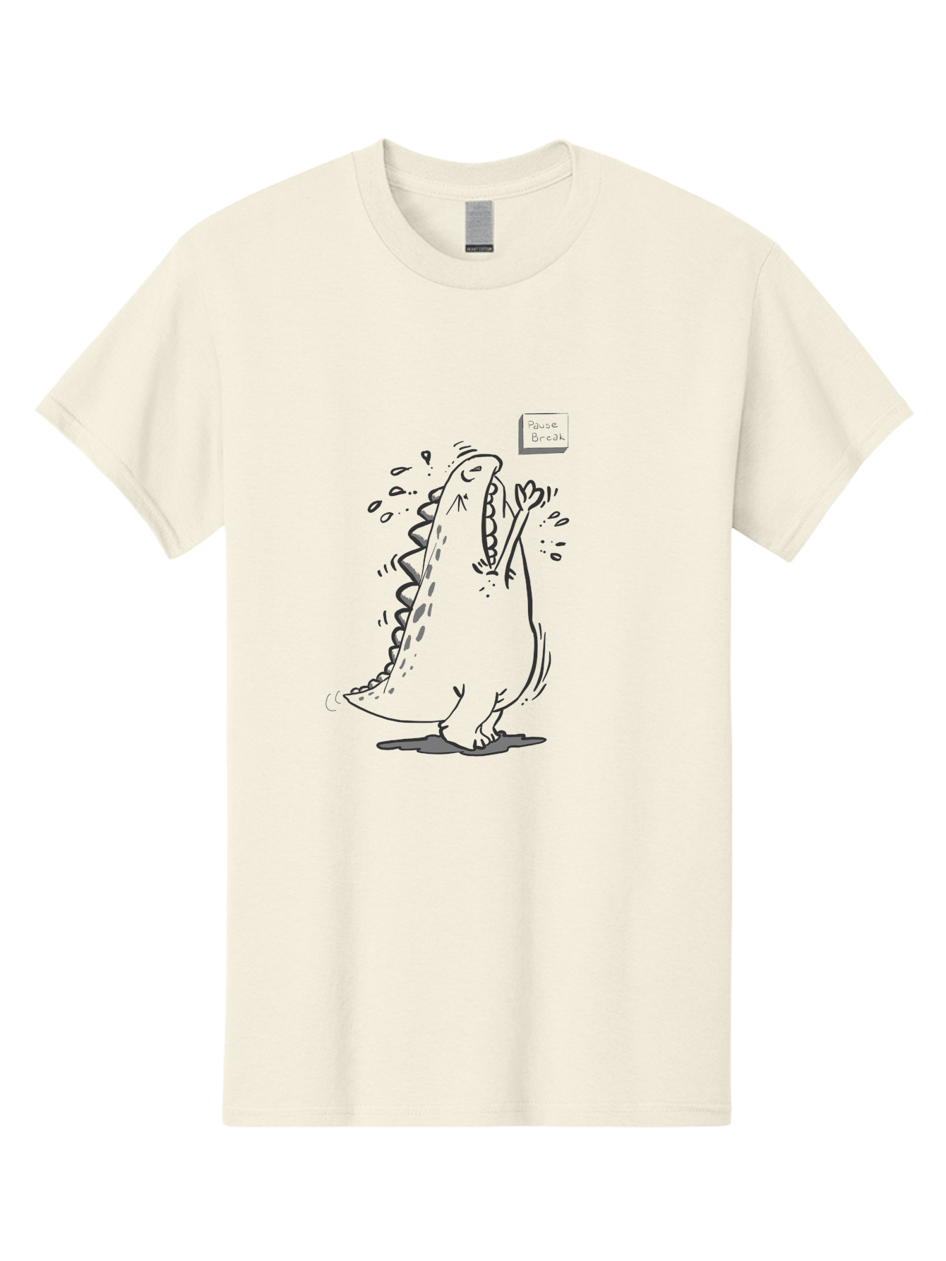 Black-Dog-Eats Men'S Graphic Tee, 100% Cotton, Comfortable Casual Summer Wear, Machine Washable, Cartoon Dinosaur, Singing Or Screaming, Music Or Sound Effects, Dynamic Pose, Stylized Illustration, Graphic Design, Humorous Art, - Aaa014 27