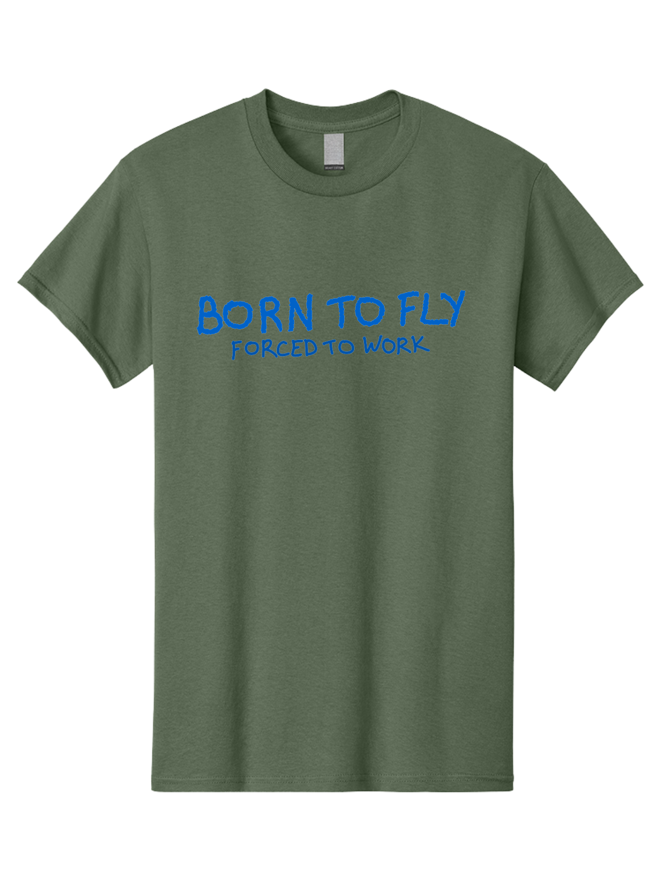 Born-To-Fly-Forced-To-Work Men'S Graphic Tee, 100% Cotton, Comfortable Casual Summer Wear, Machine Washable, Motivational Quote, Inspirational Phrase, Freedom Of Flight, Contrasting Work Life, Bold Typography, Blue Font, Statement Art - Aaa015 13