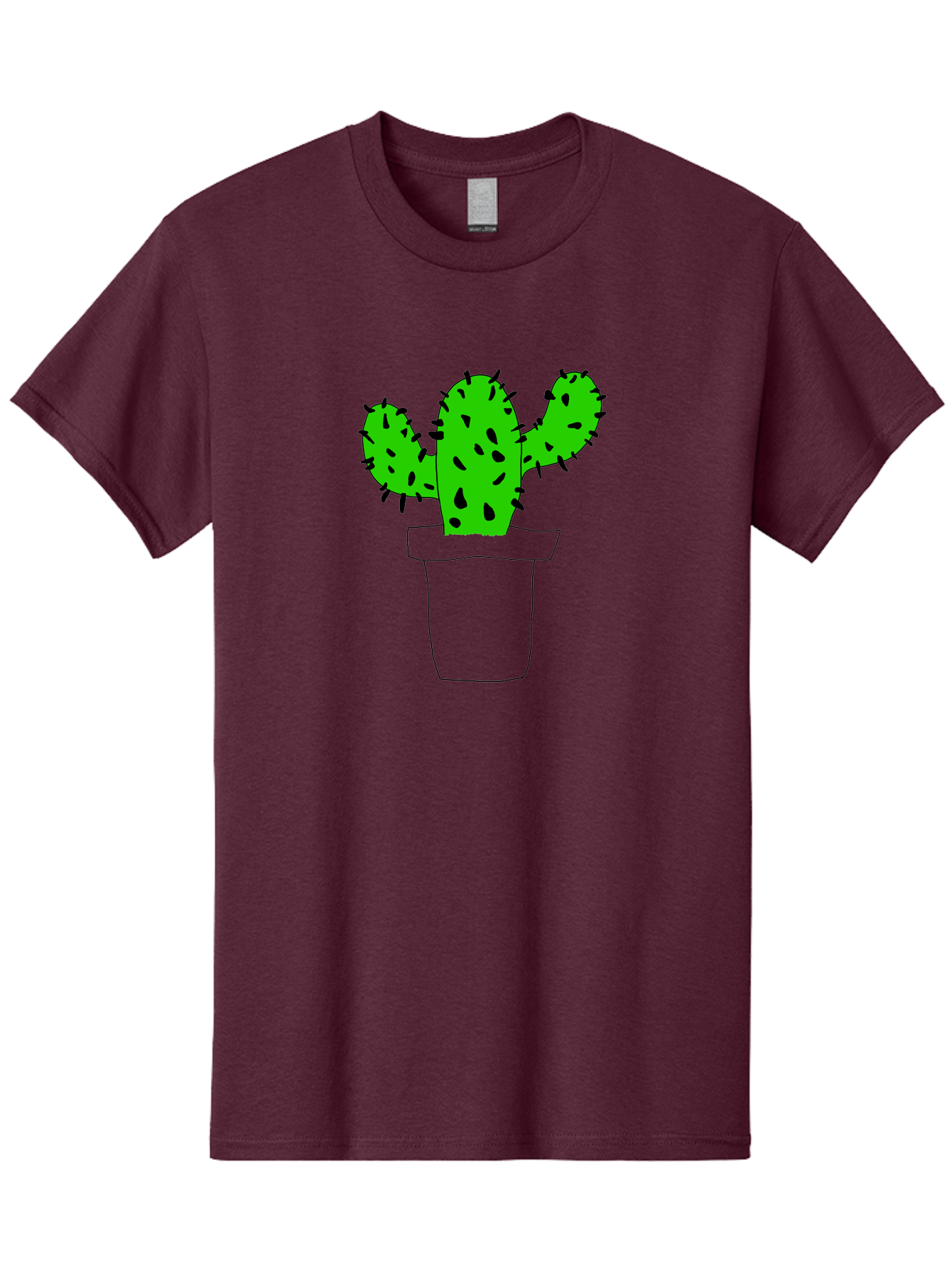 Cactus Men'S Graphic Tee, 100% Cotton, Comfortable Casual Summer Wear, Machine Washable, Cactus Plant, Potted Cactus, Spiky Leaves, Simple Illustration, Minimalist Design, Cacti, Succulent, Desert Plant, Houseplant, Black Outline - Aaa016 23