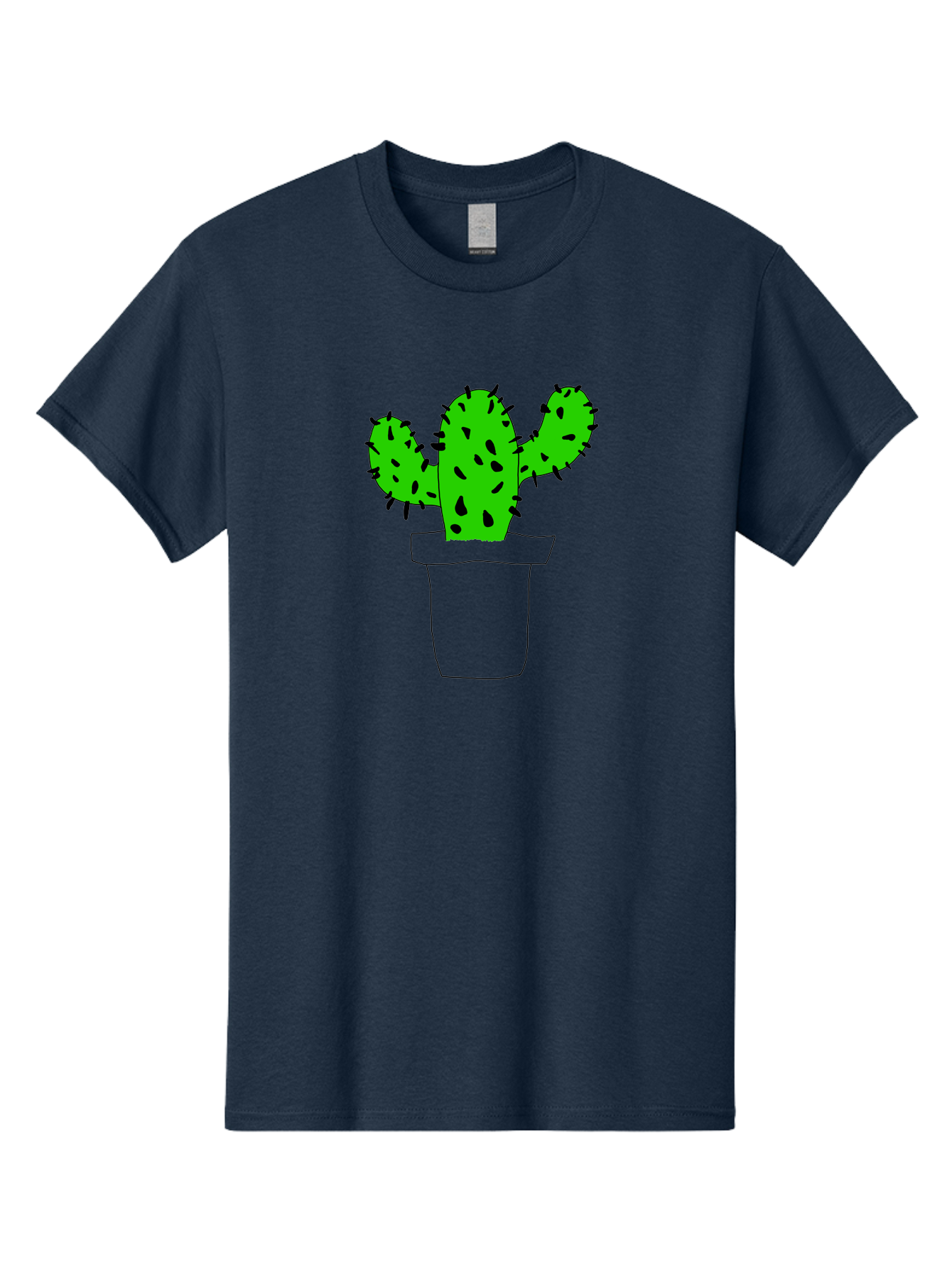 Cactus Men'S Graphic Tee, 100% Cotton, Comfortable Casual Summer Wear, Machine Washable, Cactus Plant, Potted Cactus, Spiky Leaves, Simple Illustration, Minimalist Design, Cacti, Succulent, Desert Plant, Houseplant, Black Outline - Aaa016 1