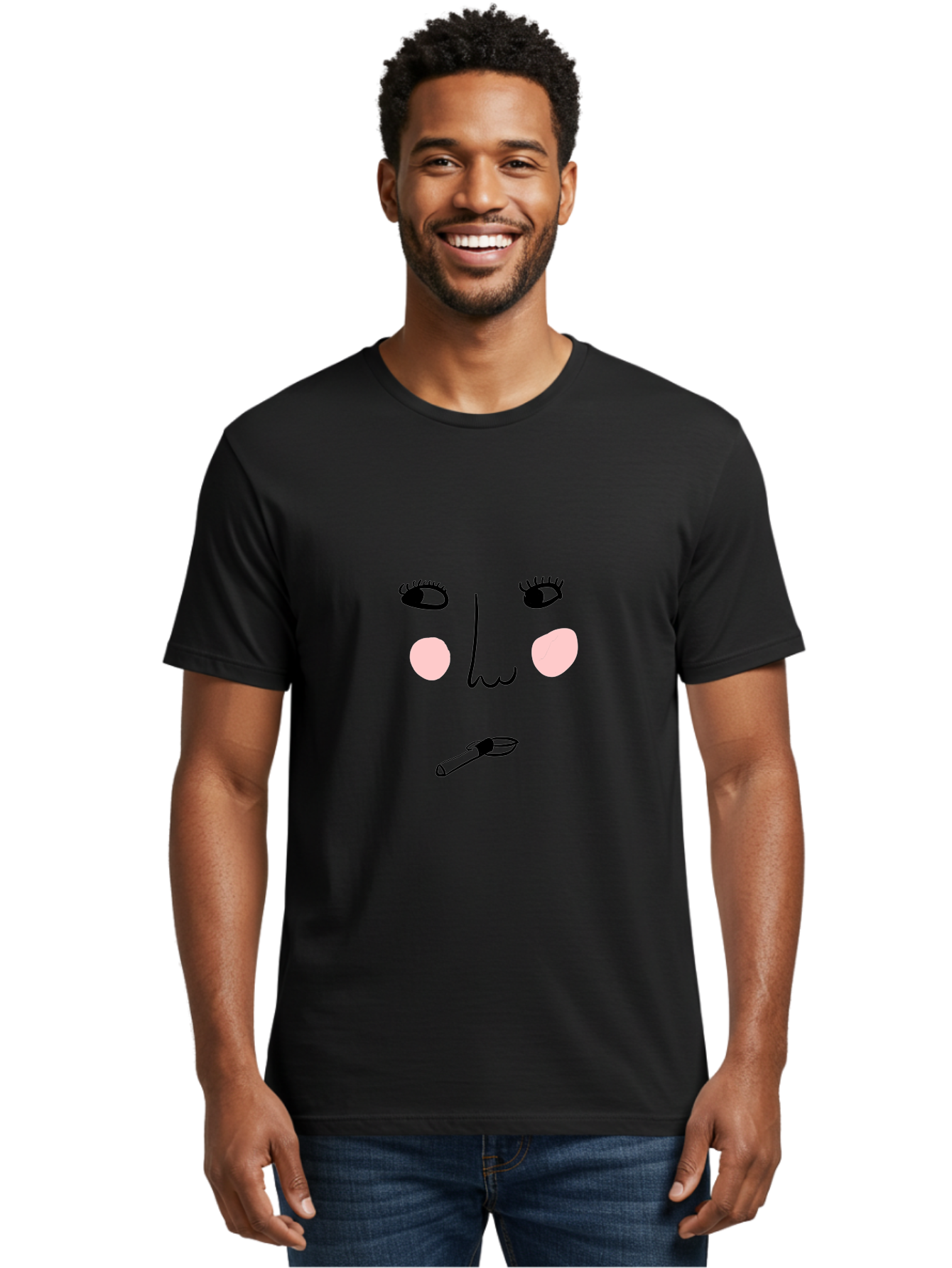 Cigarette-Face Men'S Graphic Tee, 100% Cotton, Comfortable Casual Summer Wear, Machine Washable, Cartoon Face, Whimsical Illustration, Smoking Culture, Cigarette, Quirky Art, Abstract Face, Minimalist Design, Simple Shapes - Aaa020 20