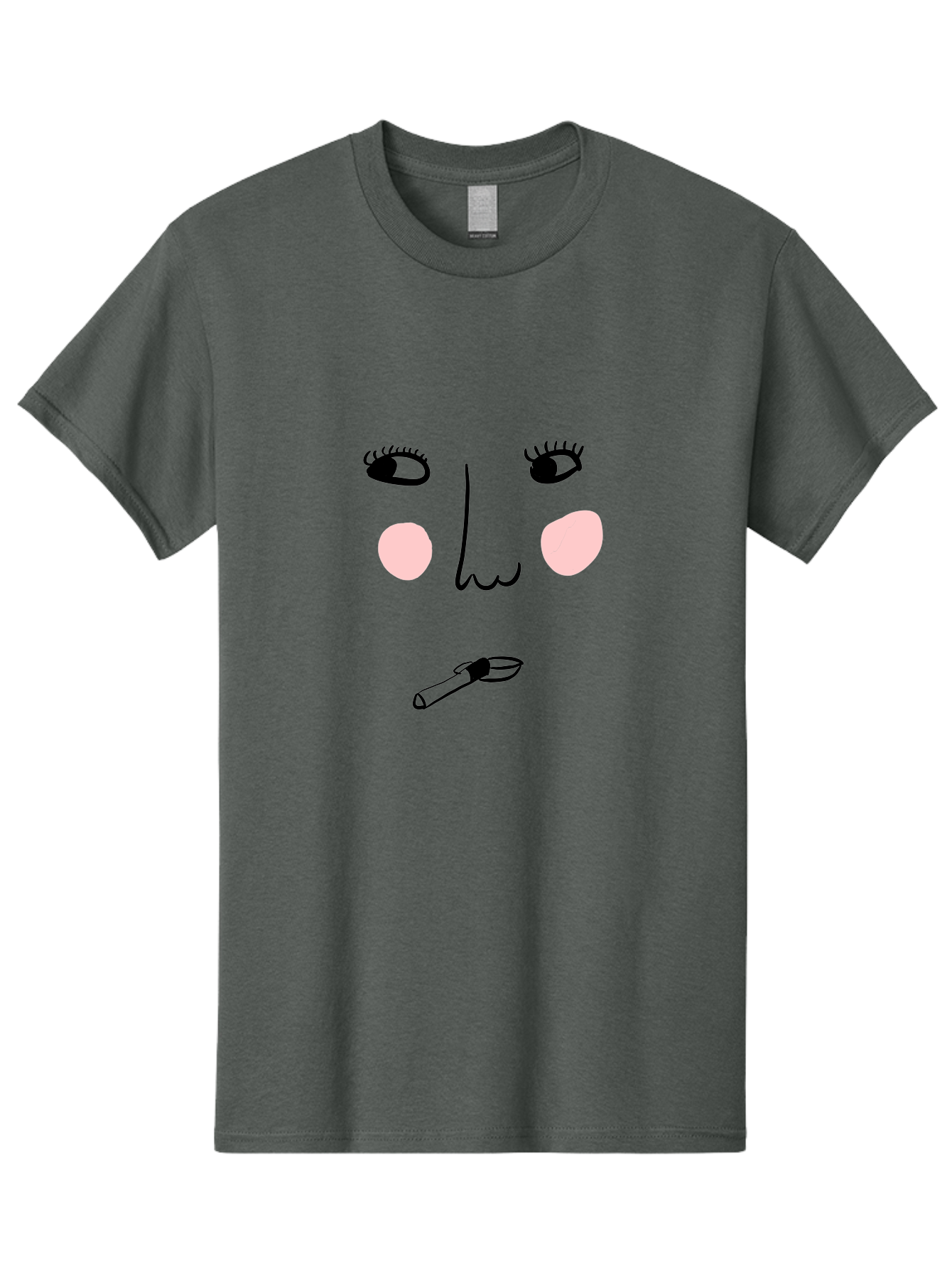 Cigarette-Face Men'S Graphic Tee, 100% Cotton, Comfortable Casual Summer Wear, Machine Washable, Cartoon Face, Whimsical Illustration, Smoking Culture, Cigarette, Quirky Art, Abstract Face, Minimalist Design, Simple Shapes - Aaa020 29