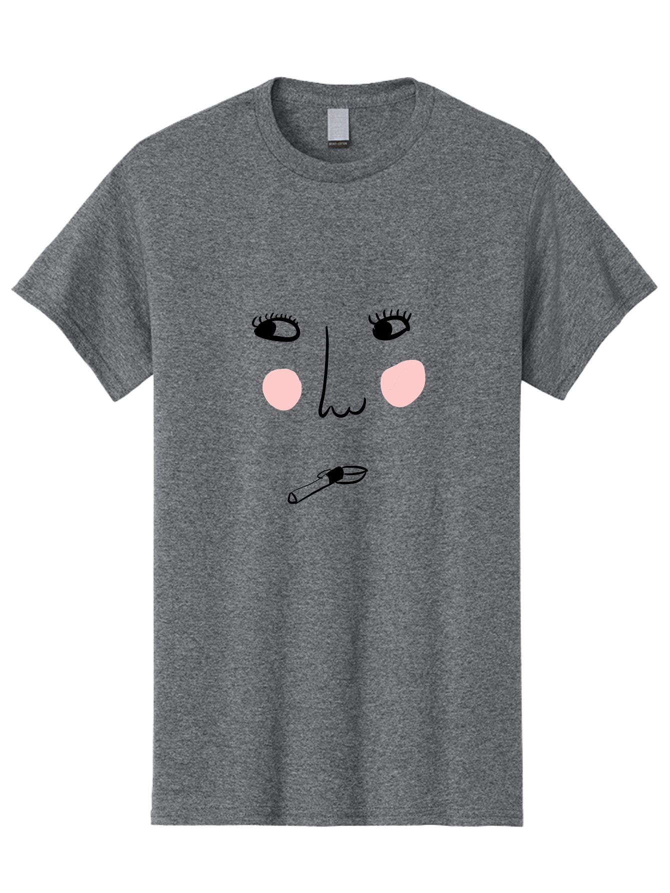 Cigarette-Face Men'S Graphic Tee, 100% Cotton, Comfortable Casual Summer Wear, Machine Washable, Cartoon Face, Whimsical Illustration, Smoking Culture, Cigarette, Quirky Art, Abstract Face, Minimalist Design, Simple Shapes - Aaa020 11