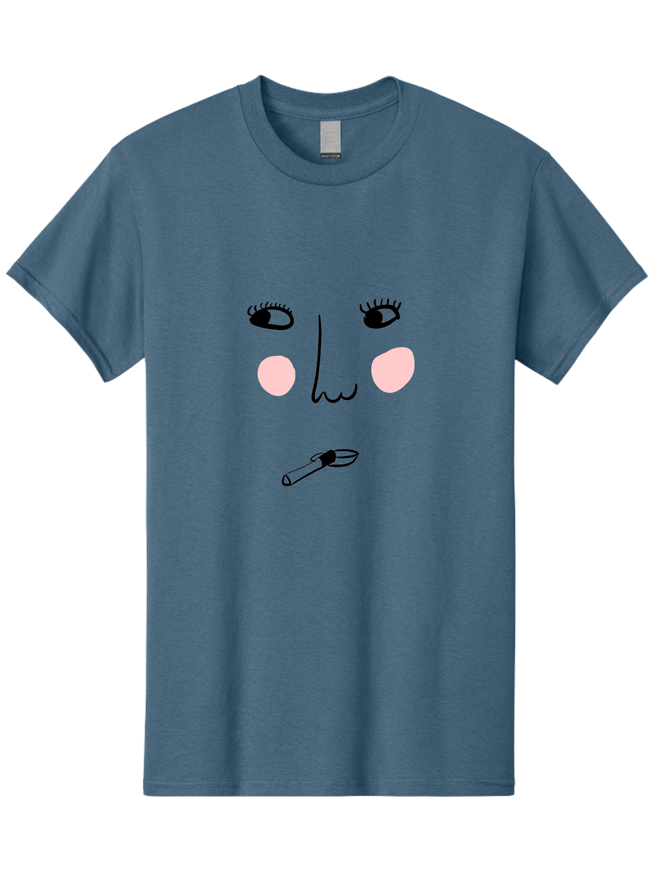 Cigarette-Face Men'S Graphic Tee, 100% Cotton, Comfortable Casual Summer Wear, Machine Washable, Cartoon Face, Whimsical Illustration, Smoking Culture, Cigarette, Quirky Art, Abstract Face, Minimalist Design, Simple Shapes - Aaa020 3