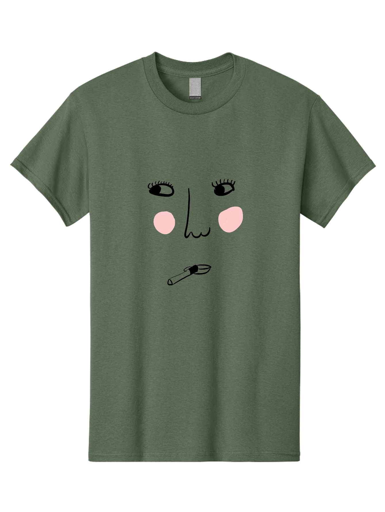 Cigarette-Face Men'S Graphic Tee, 100% Cotton, Comfortable Casual Summer Wear, Machine Washable, Cartoon Face, Whimsical Illustration, Smoking Culture, Cigarette, Quirky Art, Abstract Face, Minimalist Design, Simple Shapes - Aaa020 23