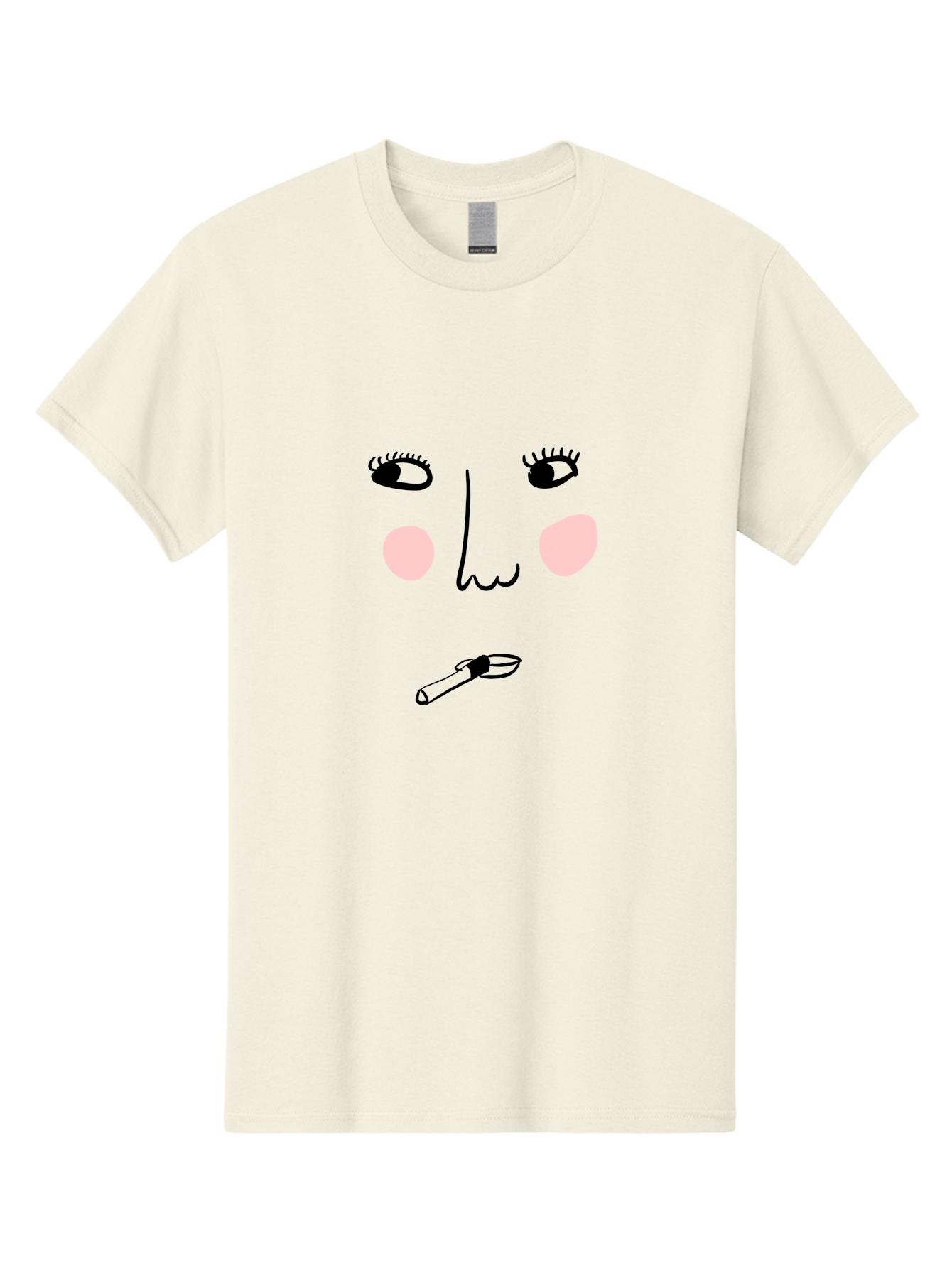 Cigarette-Face Men'S Graphic Tee, 100% Cotton, Comfortable Casual Summer Wear, Machine Washable, Cartoon Face, Whimsical Illustration, Smoking Culture, Cigarette, Quirky Art, Abstract Face, Minimalist Design, Simple Shapes - Aaa020 15