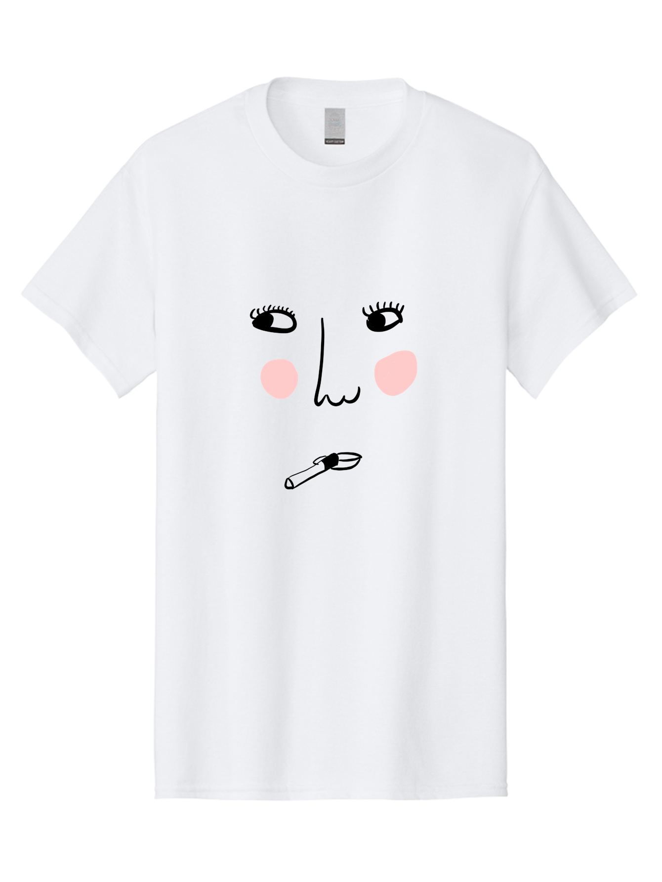 Cigarette-Face Men'S Graphic Tee, 100% Cotton, Comfortable Casual Summer Wear, Machine Washable, Cartoon Face, Whimsical Illustration, Smoking Culture, Cigarette, Quirky Art, Abstract Face, Minimalist Design, Simple Shapes - Aaa020 21