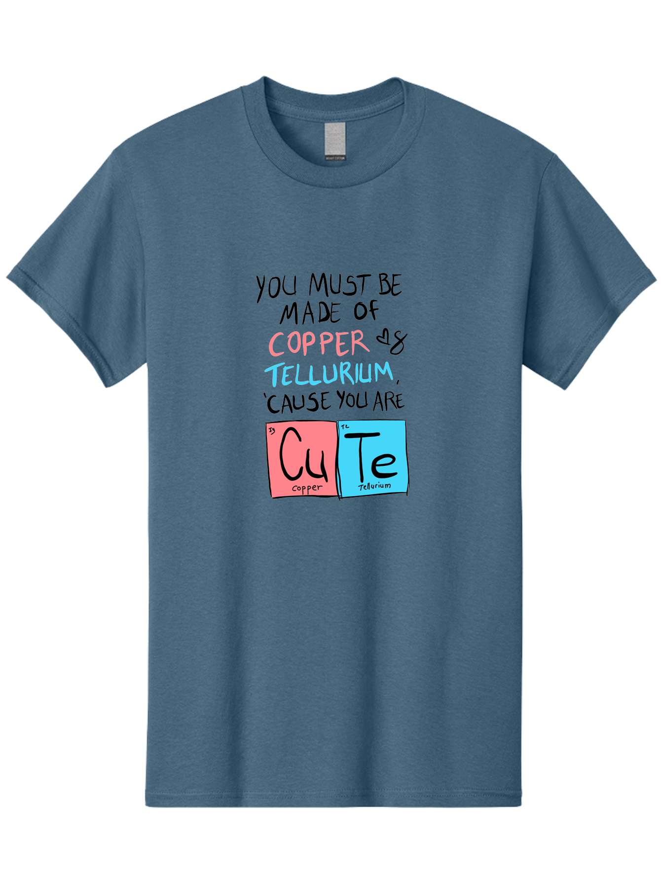 Cute-Chemistry-Pun Men'S Graphic Tee, 100% Cotton, Comfortable Casual Summer Wear, Machine Washable, Cute Chemistry Pun, Periodic Table Elements, Copper And Tellurium, Chemistry Joke, Science Humor, Funny Quote, Playful Design, - Aaa022 23