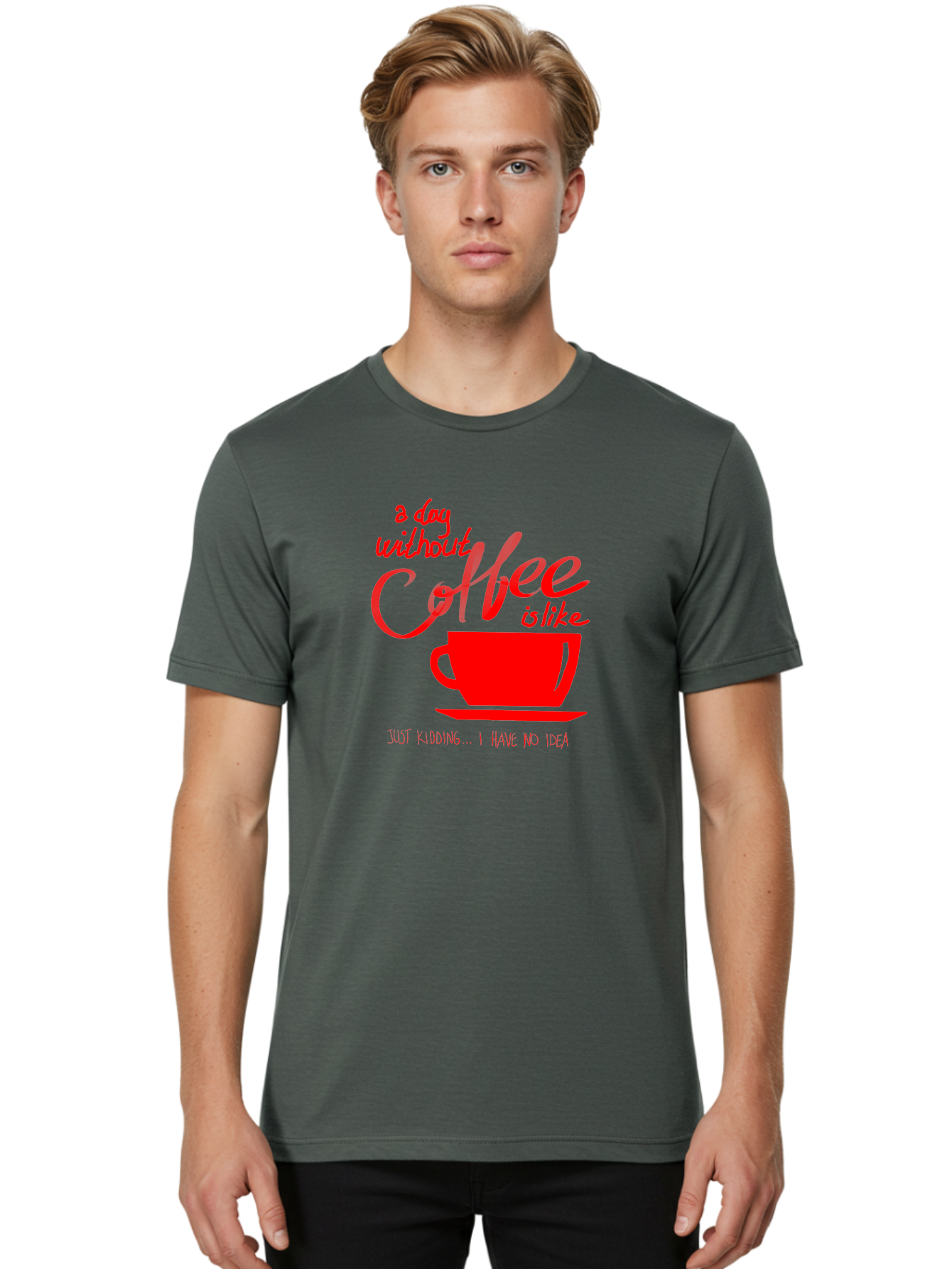 Day-Without-Coffee Men'S Graphic Tee, 100% Cotton, Comfortable Casual Summer Wear, Machine Washable, Coffee Lover, Caffeine Addiction, Morning Coffee, Coffee Quote, Coffee Humor, Coffee Joke, Red Coffee Cup - Aaa023 12