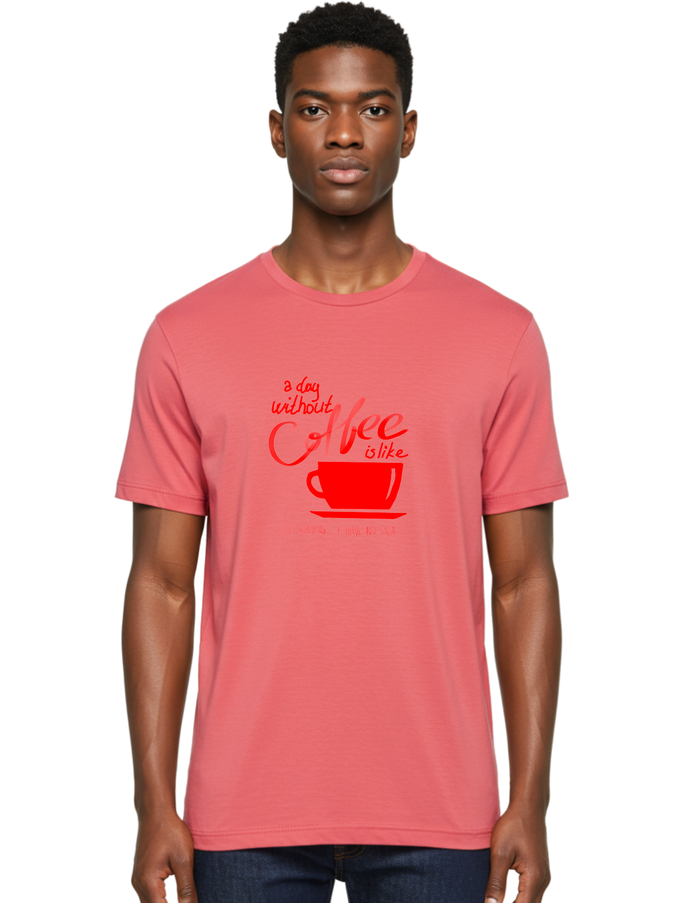 Day-Without-Coffee Men'S Graphic Tee, 100% Cotton, Comfortable Casual Summer Wear, Machine Washable, Coffee Lover, Caffeine Addiction, Morning Coffee, Coffee Quote, Coffee Humor, Coffee Joke, Red Coffee Cup - Aaa023 22