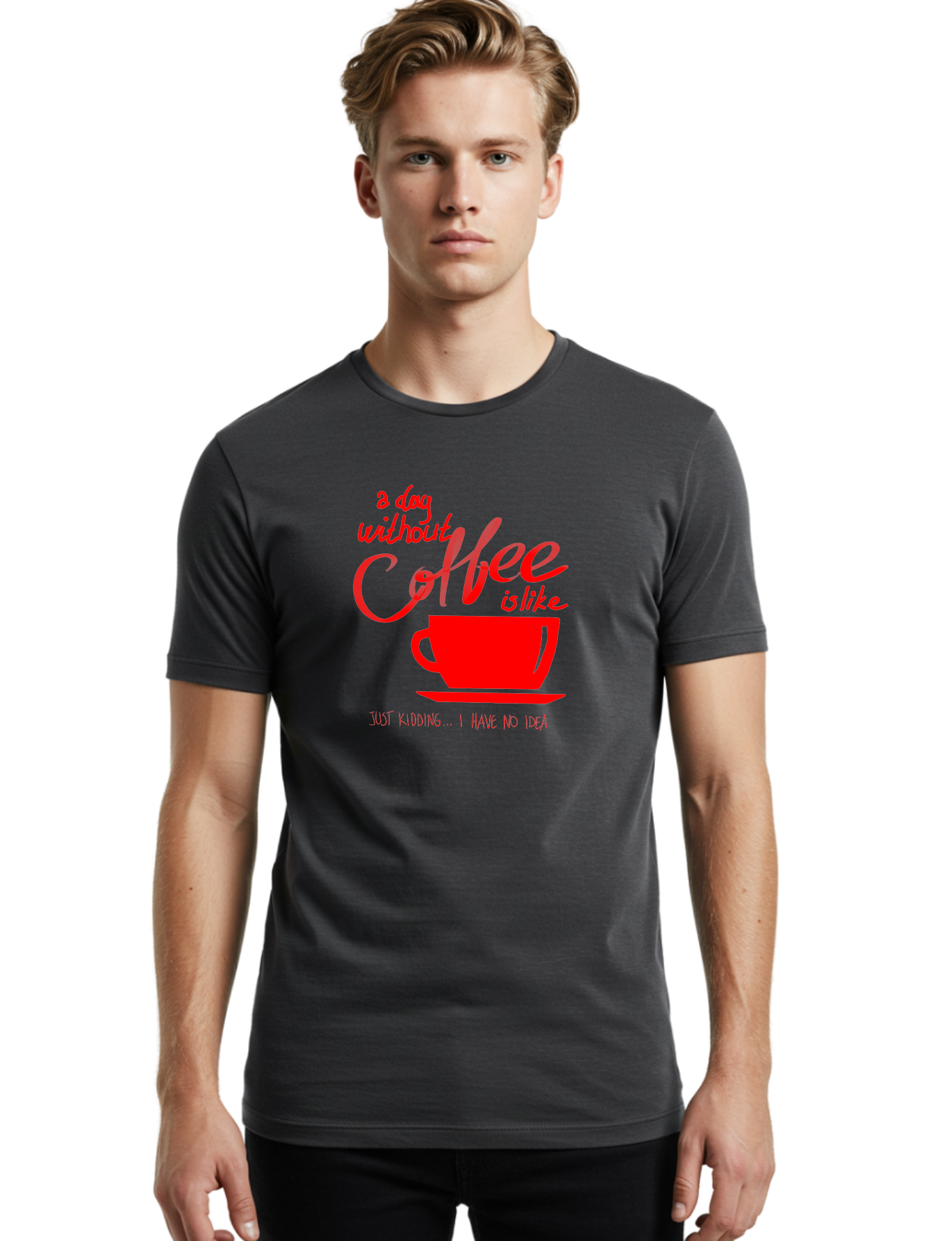Day-Without-Coffee Men'S Graphic Tee, 100% Cotton, Comfortable Casual Summer Wear, Machine Washable, Coffee Lover, Caffeine Addiction, Morning Coffee, Coffee Quote, Coffee Humor, Coffee Joke, Red Coffee Cup - Aaa023 18