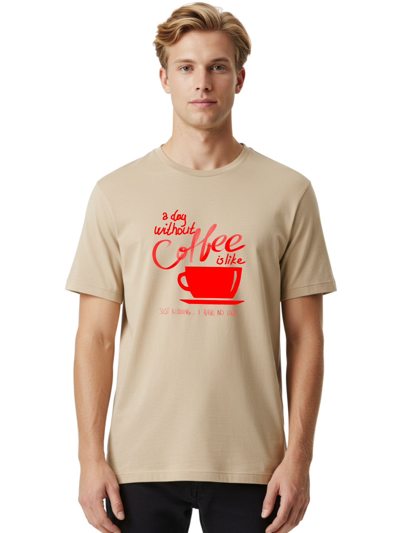 Day-Without-Coffee Men'S Graphic Tee, 100% Cotton, Comfortable Casual Summer Wear, Machine Washable, Coffee Lover, Caffeine Addiction, Morning Coffee, Coffee Quote, Coffee Humor, Coffee Joke, Red Coffee Cup - Aaa023 6