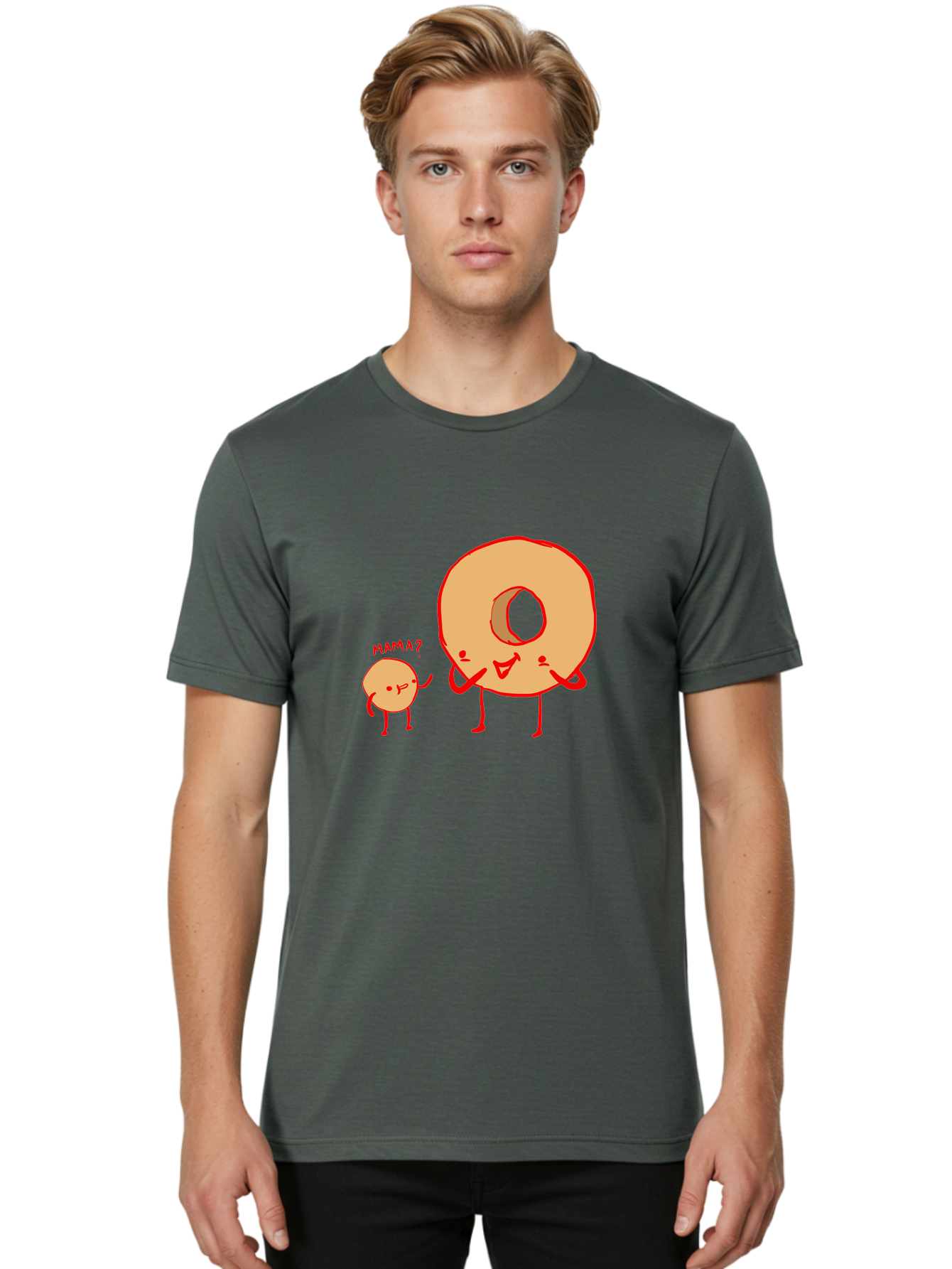 Donut-And-Ball Men'S Graphic Tee, 100% Cotton, Comfortable Casual Summer Wear, Machine Washable, Cartoon Donut, Donut Character, Cute Donut, Child Donut, Mama Donut, Sweet Treat, Funny Illustration, Donut Love, Animated Donut - Aaa026 6
