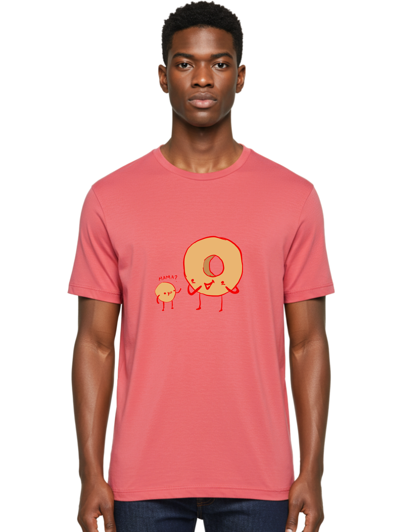 Donut-And-Ball Men'S Graphic Tee, 100% Cotton, Comfortable Casual Summer Wear, Machine Washable, Cartoon Donut, Donut Character, Cute Donut, Child Donut, Mama Donut, Sweet Treat, Funny Illustration, Donut Love, Animated Donut - Aaa026 10