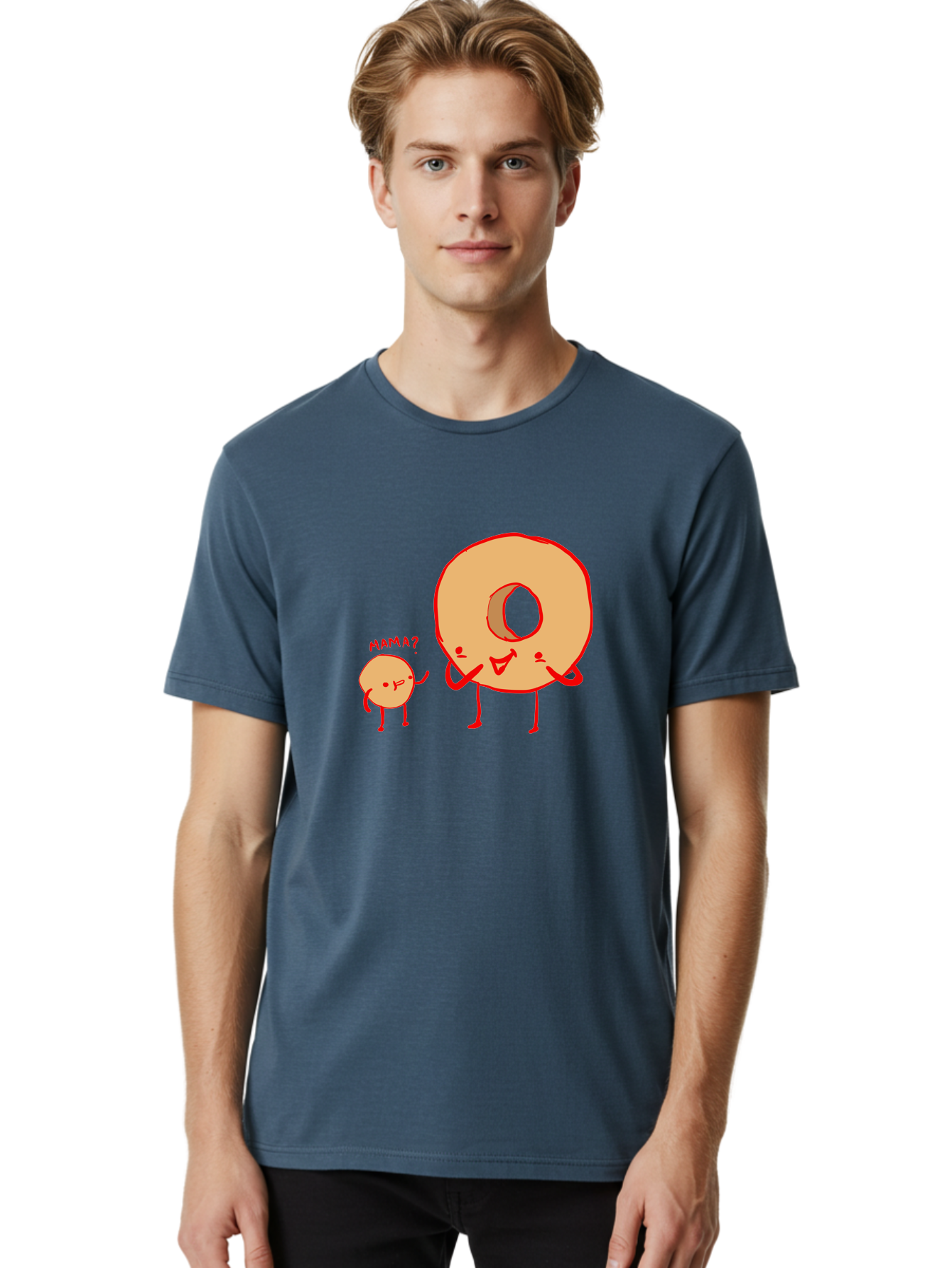 Donut-And-Ball Men'S Graphic Tee, 100% Cotton, Comfortable Casual Summer Wear, Machine Washable, Cartoon Donut, Donut Character, Cute Donut, Child Donut, Mama Donut, Sweet Treat, Funny Illustration, Donut Love, Animated Donut - Aaa026 30