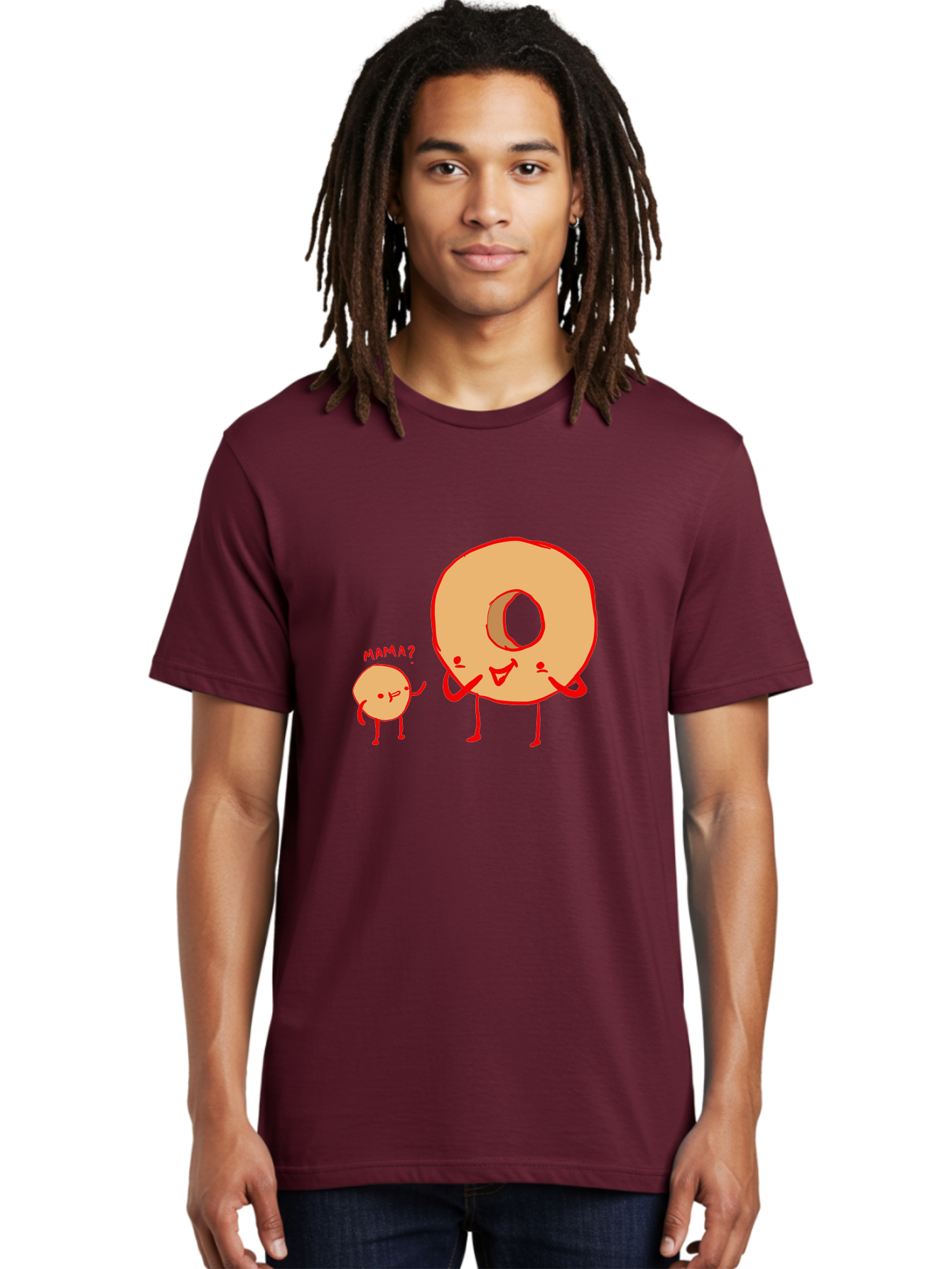 Donut-And-Ball Men'S Graphic Tee, 100% Cotton, Comfortable Casual Summer Wear, Machine Washable, Cartoon Donut, Donut Character, Cute Donut, Child Donut, Mama Donut, Sweet Treat, Funny Illustration, Donut Love, Animated Donut - Aaa026 12