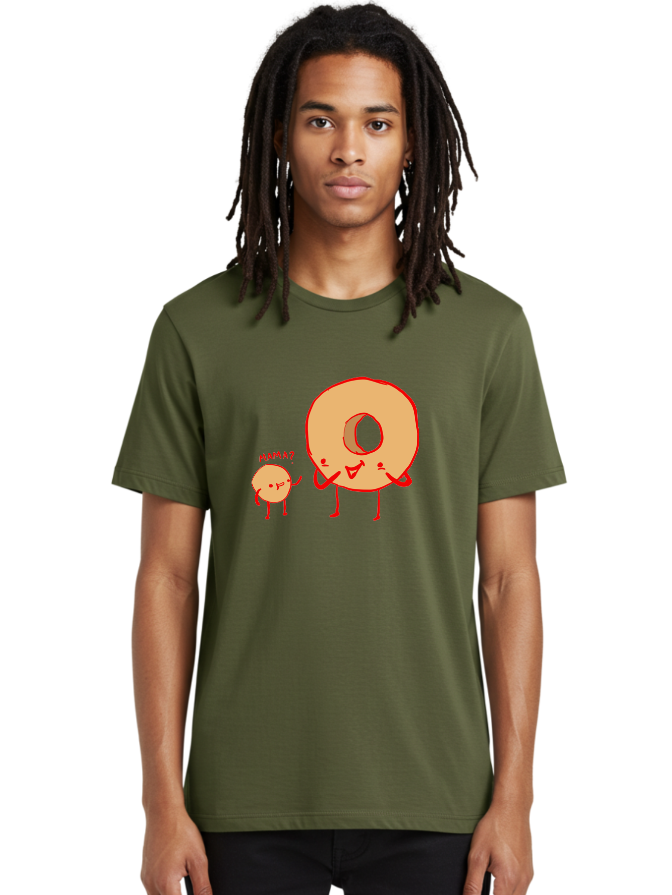 Donut-And-Ball Men'S Graphic Tee, 100% Cotton, Comfortable Casual Summer Wear, Machine Washable, Cartoon Donut, Donut Character, Cute Donut, Child Donut, Mama Donut, Sweet Treat, Funny Illustration, Donut Love, Animated Donut - Aaa026 26