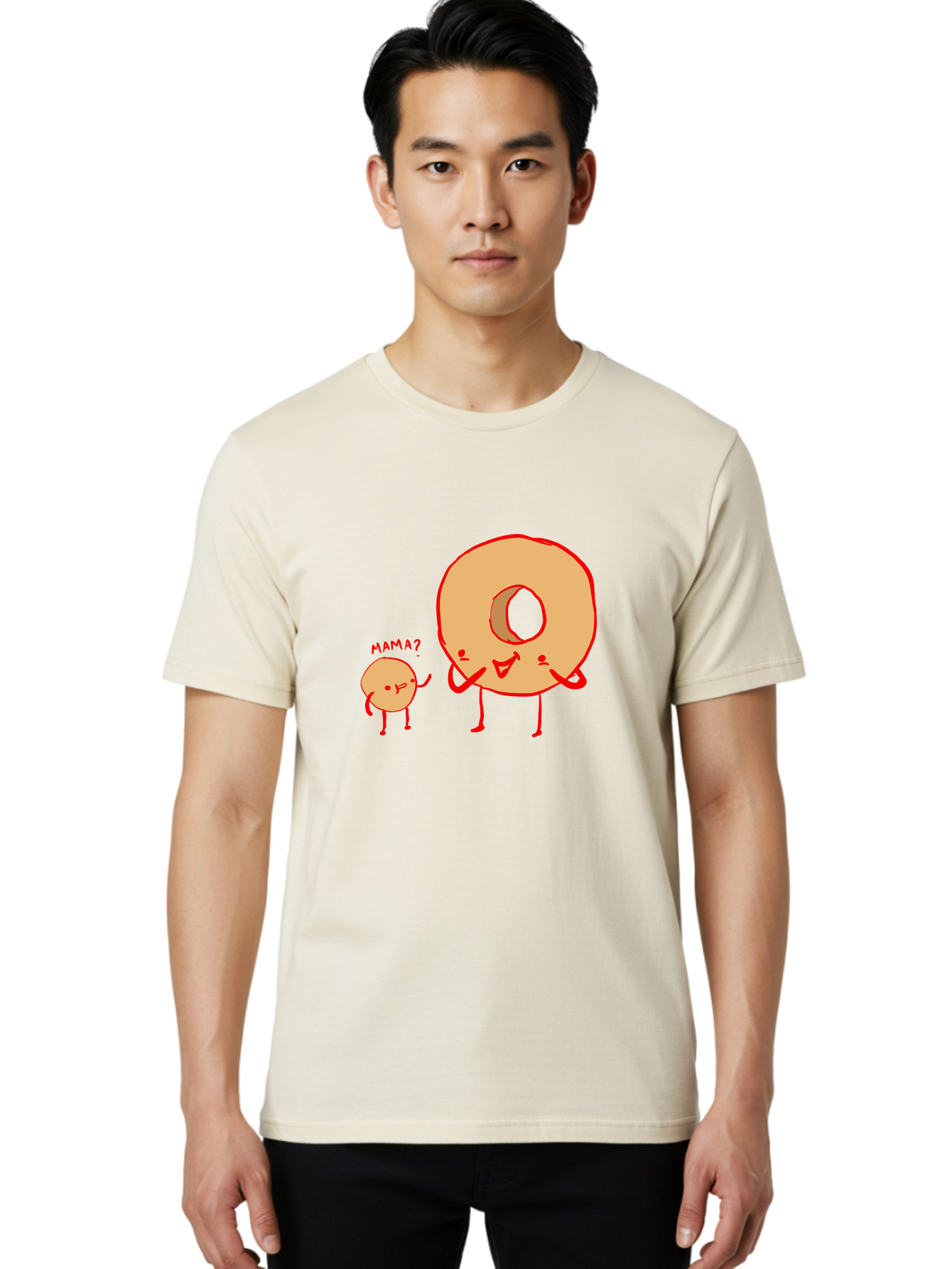 Donut-And-Ball Men'S Graphic Tee, 100% Cotton, Comfortable Casual Summer Wear, Machine Washable, Cartoon Donut, Donut Character, Cute Donut, Child Donut, Mama Donut, Sweet Treat, Funny Illustration, Donut Love, Animated Donut - Aaa026 18