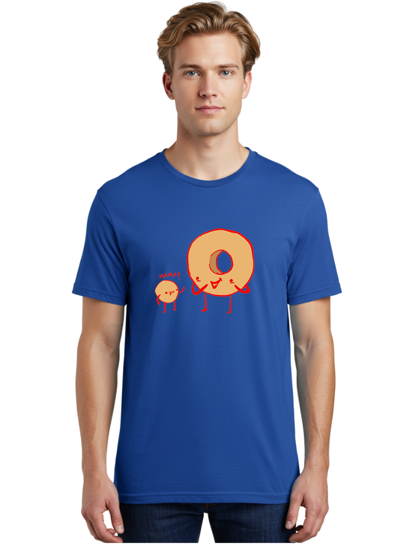 Donut-And-Ball Men'S Graphic Tee, 100% Cotton, Comfortable Casual Summer Wear, Machine Washable, Cartoon Donut, Donut Character, Cute Donut, Child Donut, Mama Donut, Sweet Treat, Funny Illustration, Donut Love, Animated Donut - Aaa026 16