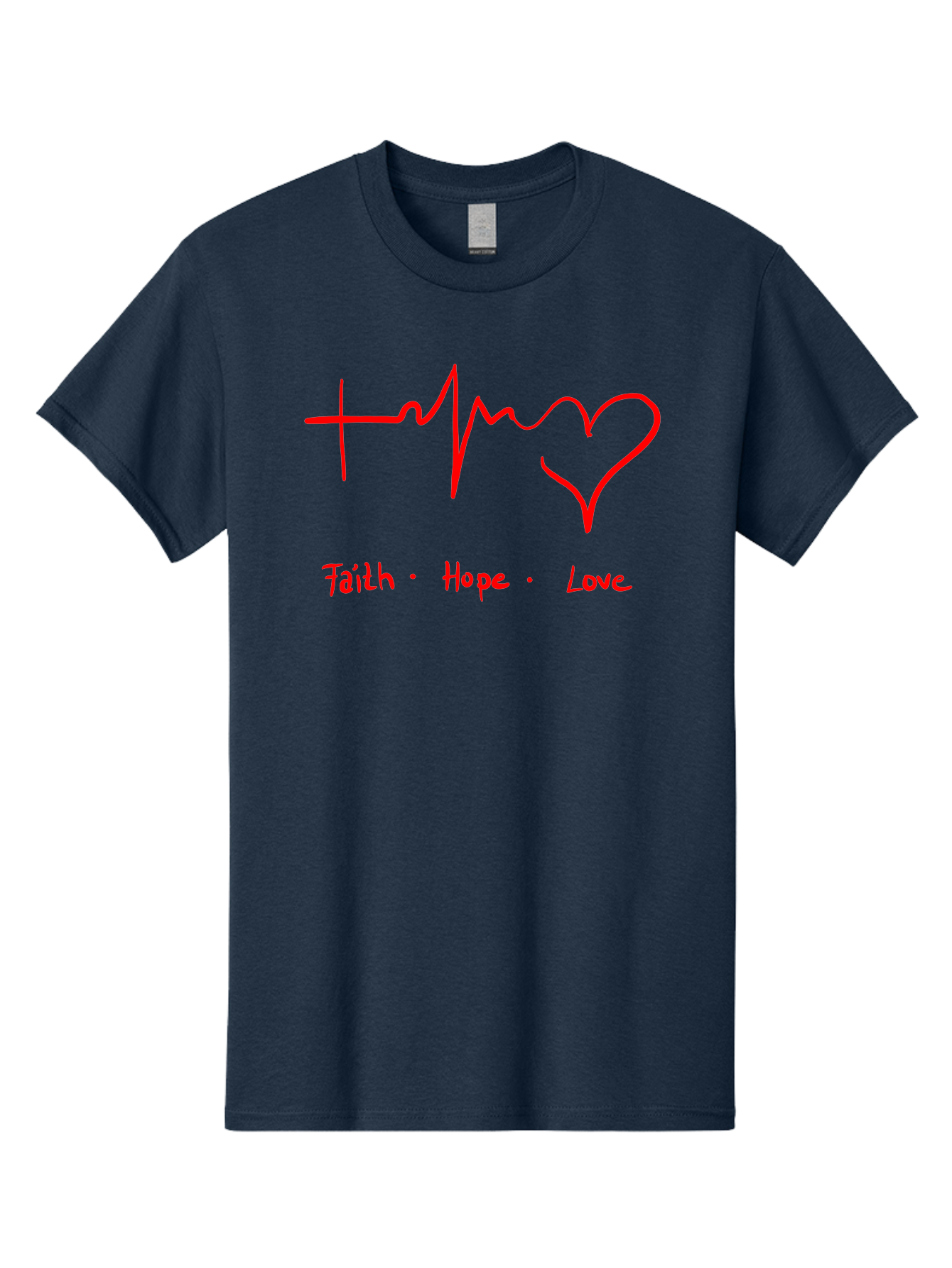 Faith-Hope-Love Men'S Graphic Tee, 100% Cotton, Comfortable Casual Summer Wear, Machine Washable, Heart Rate Monitor Forming A Heart, Faith Hope Love, Inspirational Quote, Love Symbol, Heartbeat Love, Positive Message, Heart Symbol, - Aaa035 15