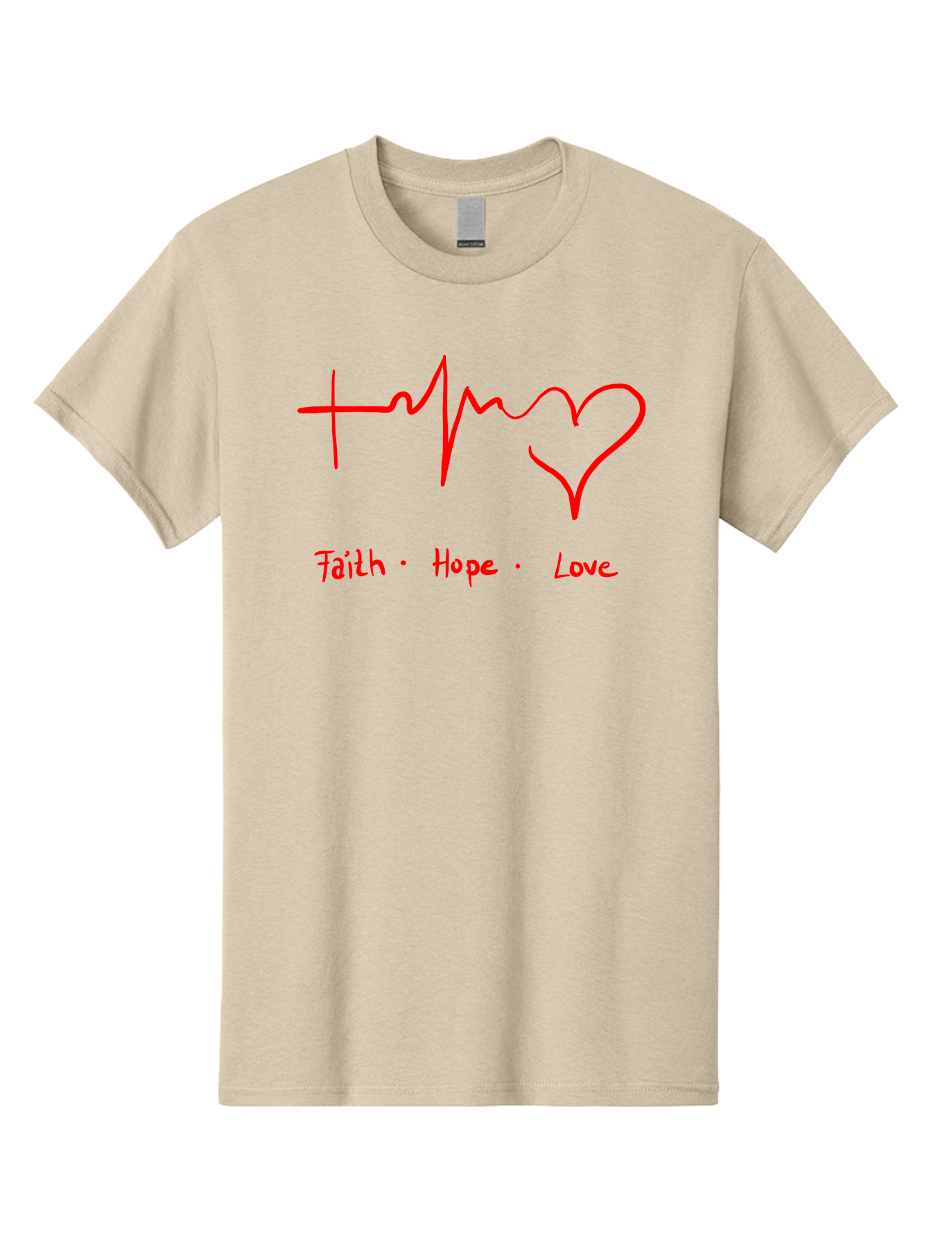 Faith-Hope-Love Men'S Graphic Tee, 100% Cotton, Comfortable Casual Summer Wear, Machine Washable, Heart Rate Monitor Forming A Heart, Faith Hope Love, Inspirational Quote, Love Symbol, Heartbeat Love, Positive Message, Heart Symbol, - Aaa035 5